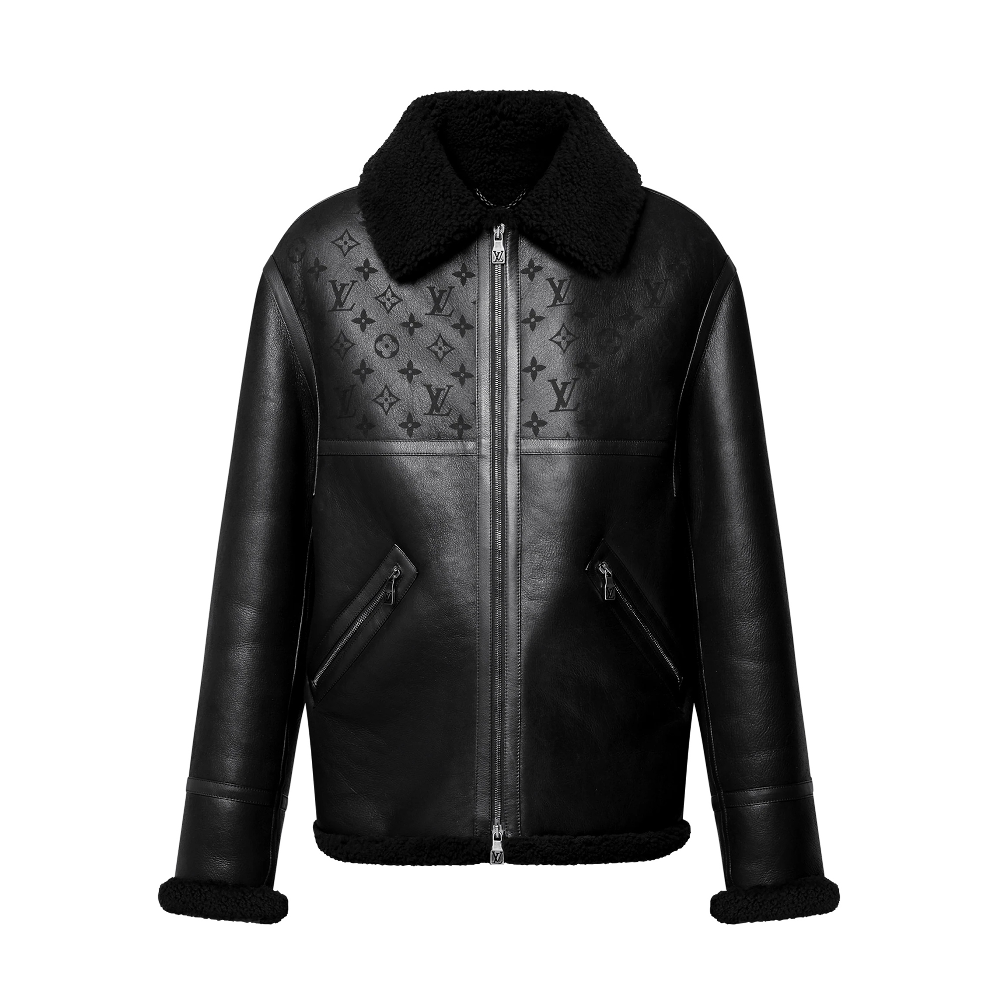 NIGO Louis Vuitton Men's Winter Solid Colour Printed Lambskin Wool Zip Up Long Sleeve Jacket #nigo76879