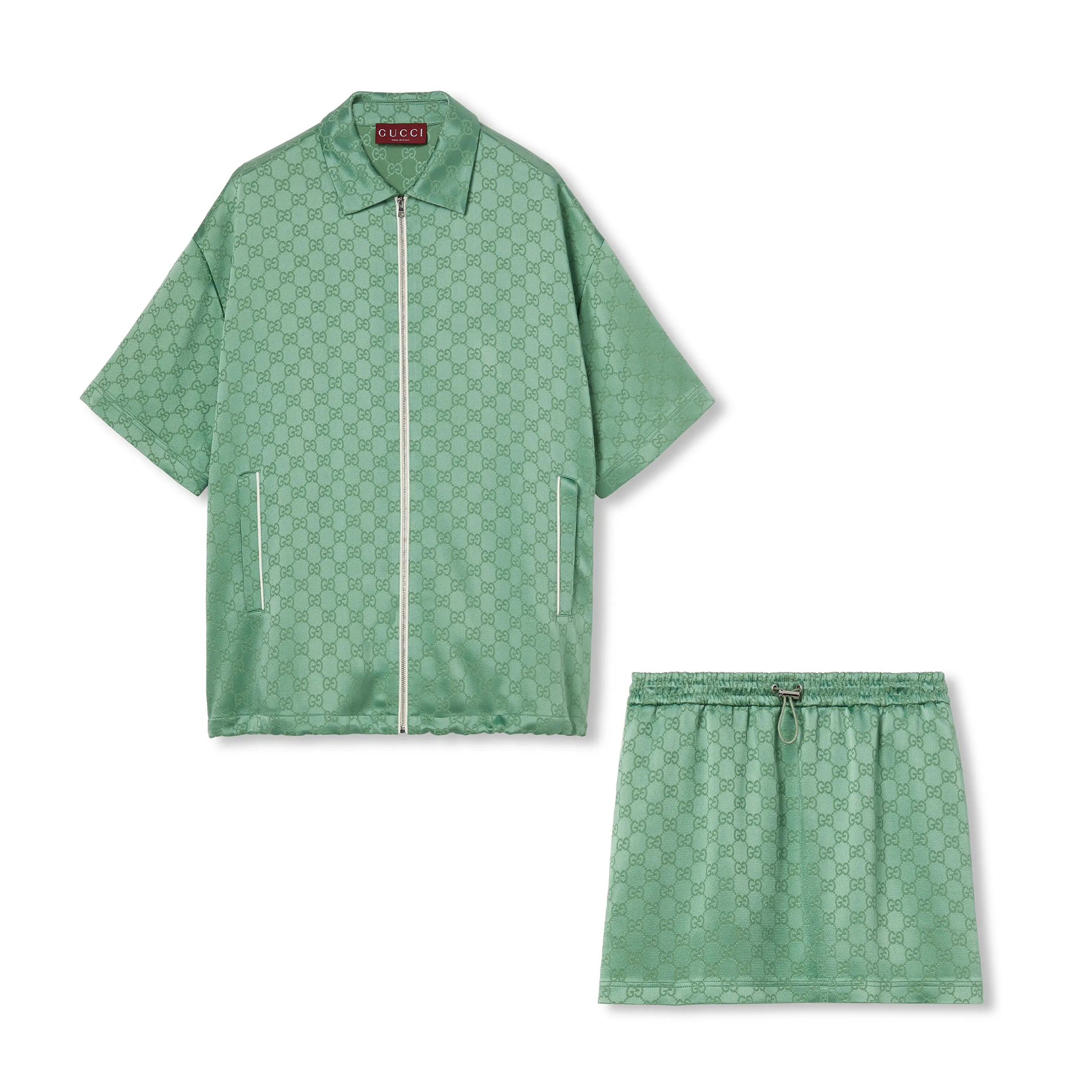 NIGO Gucci Women's Summer Solid Colour Letter Printed Zip Short Sleeve Top Jacket Casual Tie Shorts Set Suit #nigo76887