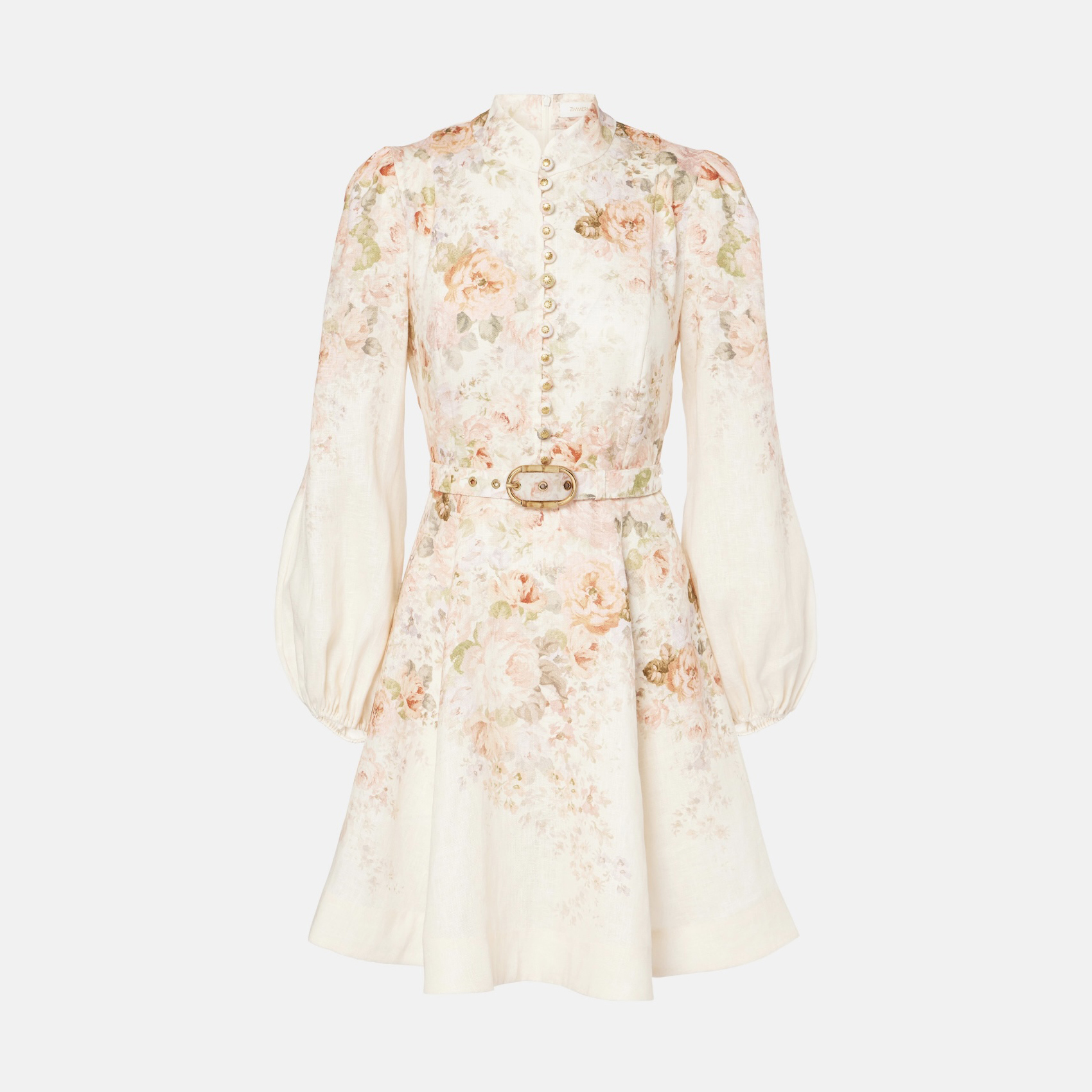 NIGO Zimmermann Women's Summer Floral Printed Waistband Lantern Sleeve Long Sleeve Dress #nigo76897