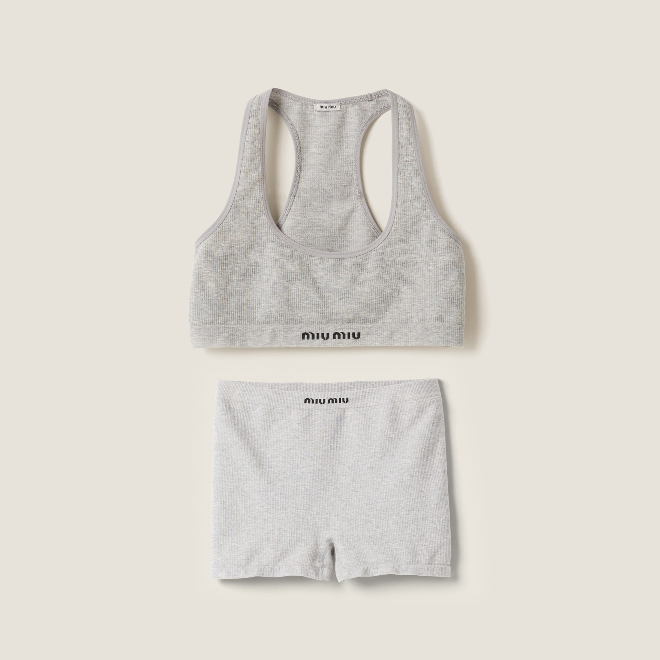 NIGO MiuMiu Women's Summer Solid Colour Seamless Knitted Cotton Camisole Top Boxer Shorts Set Suit #nigo76915