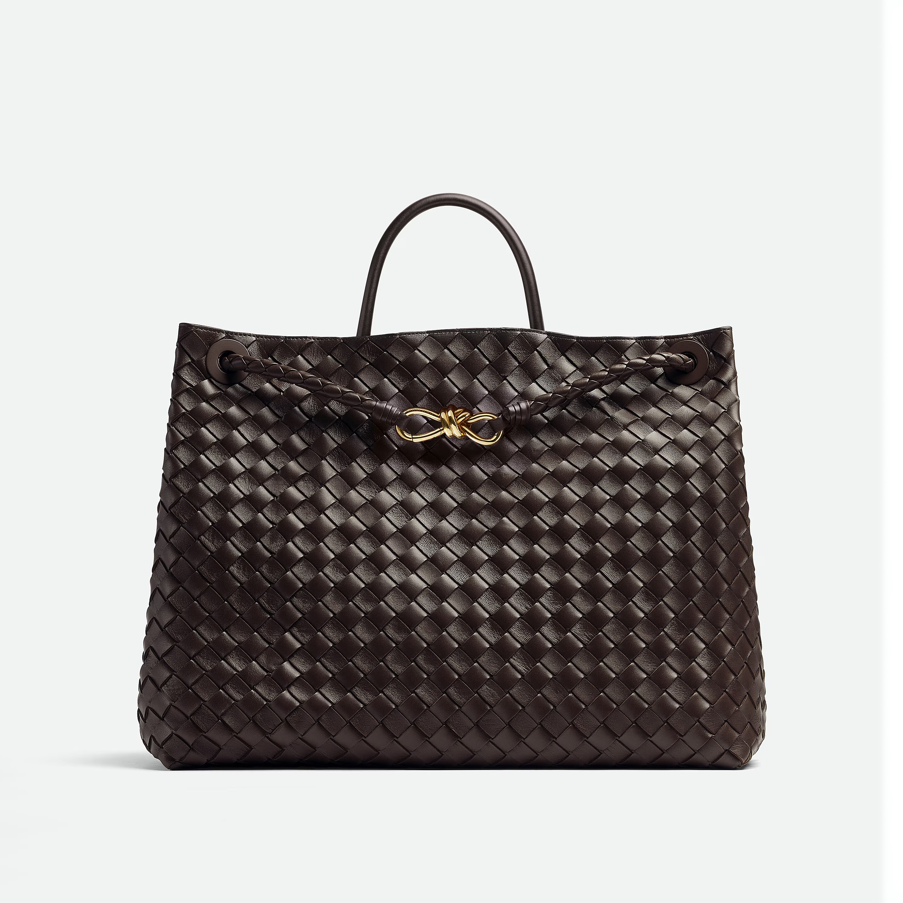 NIGO Bottega Veneta Large Andiamo Women's Woven Solid Color Magnetic Clasp Closure Sheepskin Tote Bag Bags #nigo76912
