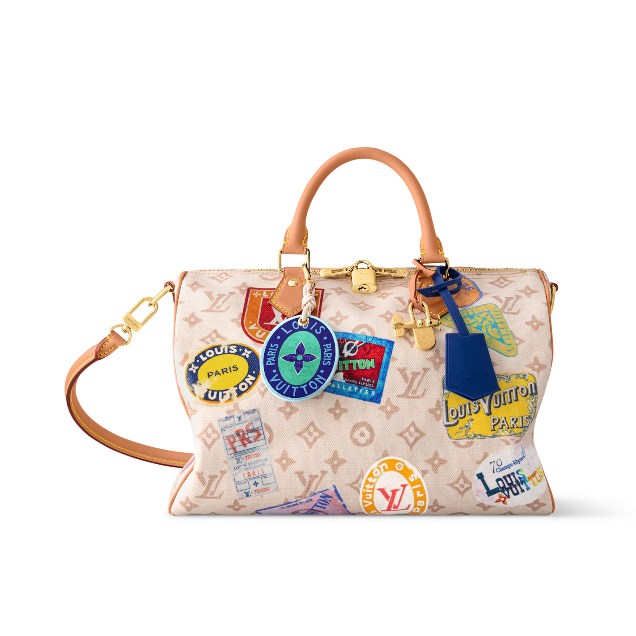 NIGO Louis Vuitton Speedy Soft 30 Women's Removable Adjustable Shoulder Strap Graffiti Pattern Printed Shoulder Crossbody Bag Tote Bags #nigo76934