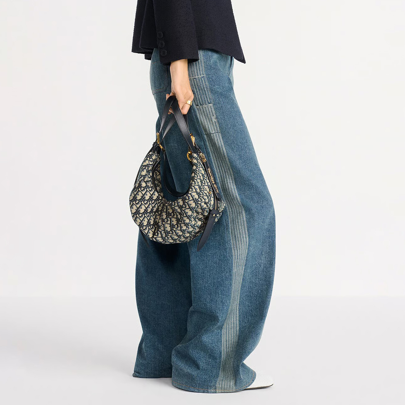 NIGO Dior Women's Spring Autumn Blue Cotton Denim Dior Graphique Patterned Trousers Pants #nigo76924