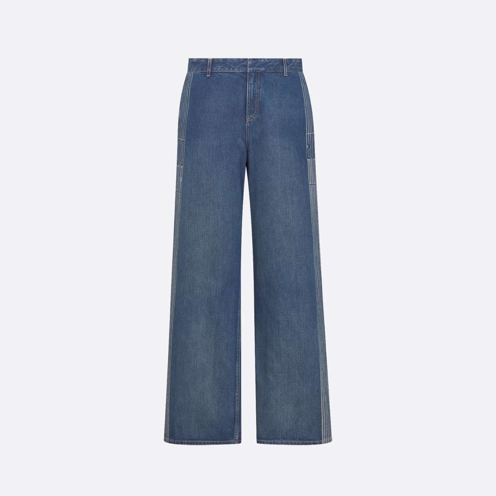 NIGO Dior Women's Spring Autumn Blue Cotton Denim Dior Graphique Patterned Trousers Pants #nigo76924