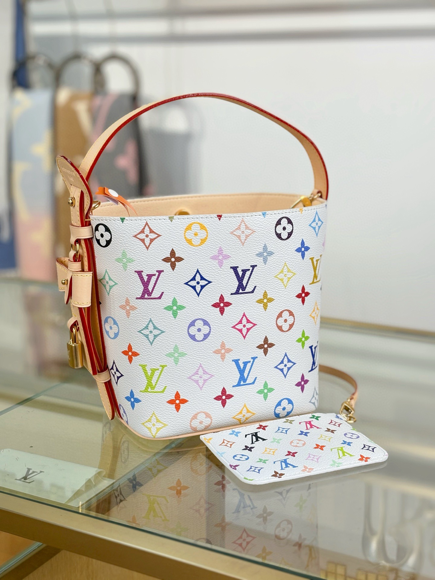 NIGO Louis Vuitton LV x TM ALL IN BB Women's Colorful Logo Printed Coated Canvas Leather Trimmed Tote Shoulder Bag Bags #nigo74991