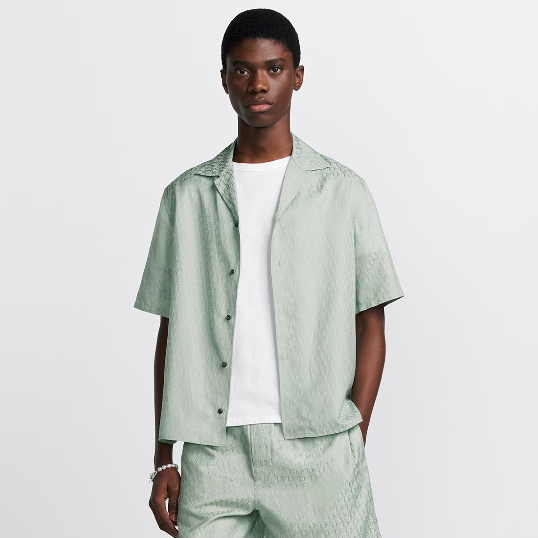 NIGO Dior Men's Summer Solid Color Letter Printed V-Neck Single Breasted Short Sleeve Shirt #nigo76919