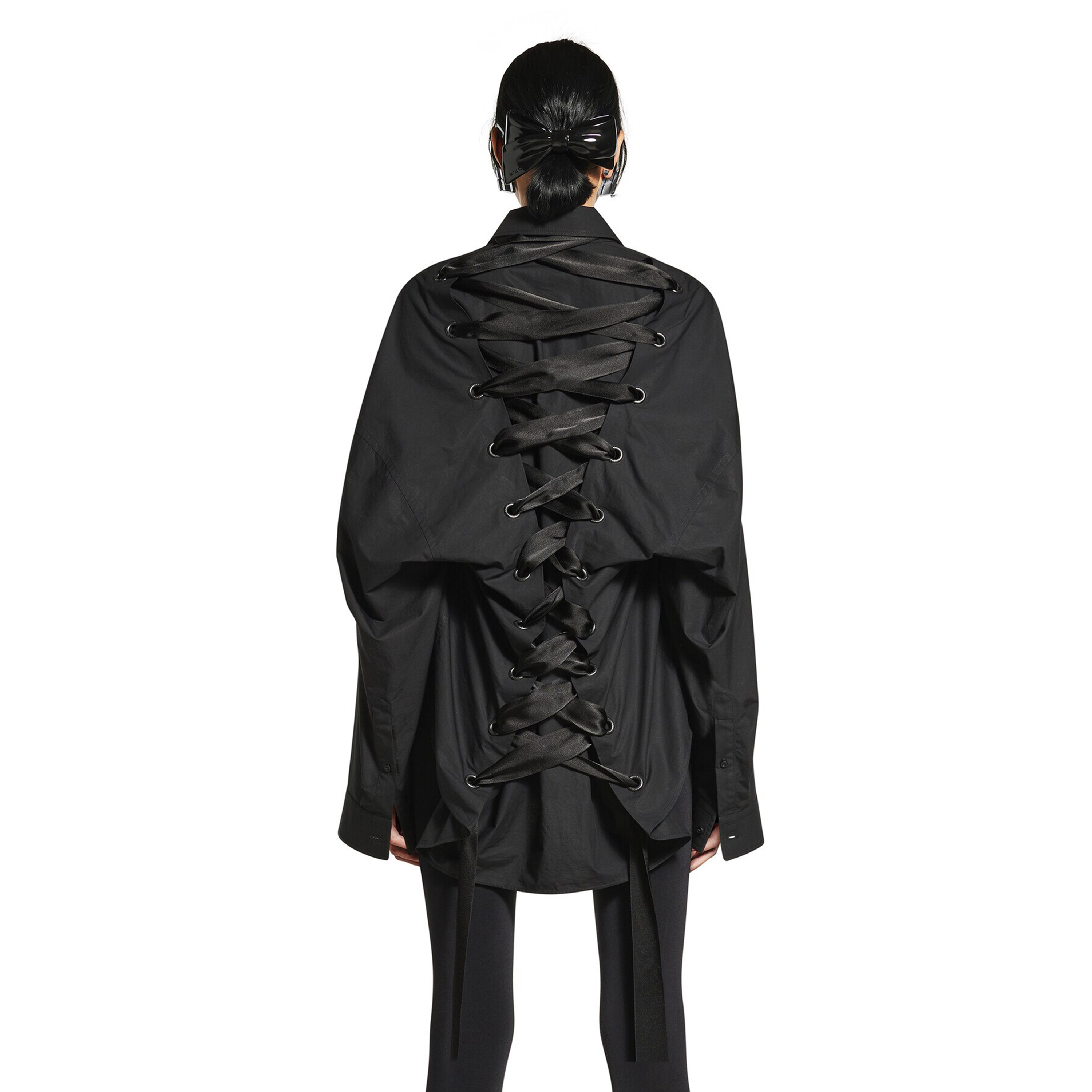 NIGO Balenciaga Women's Spring And Autumn Lapel Washed And Aged Solid Color Cotton Lace-Up Long Sleeve Shirt Ngvp #nigo1661