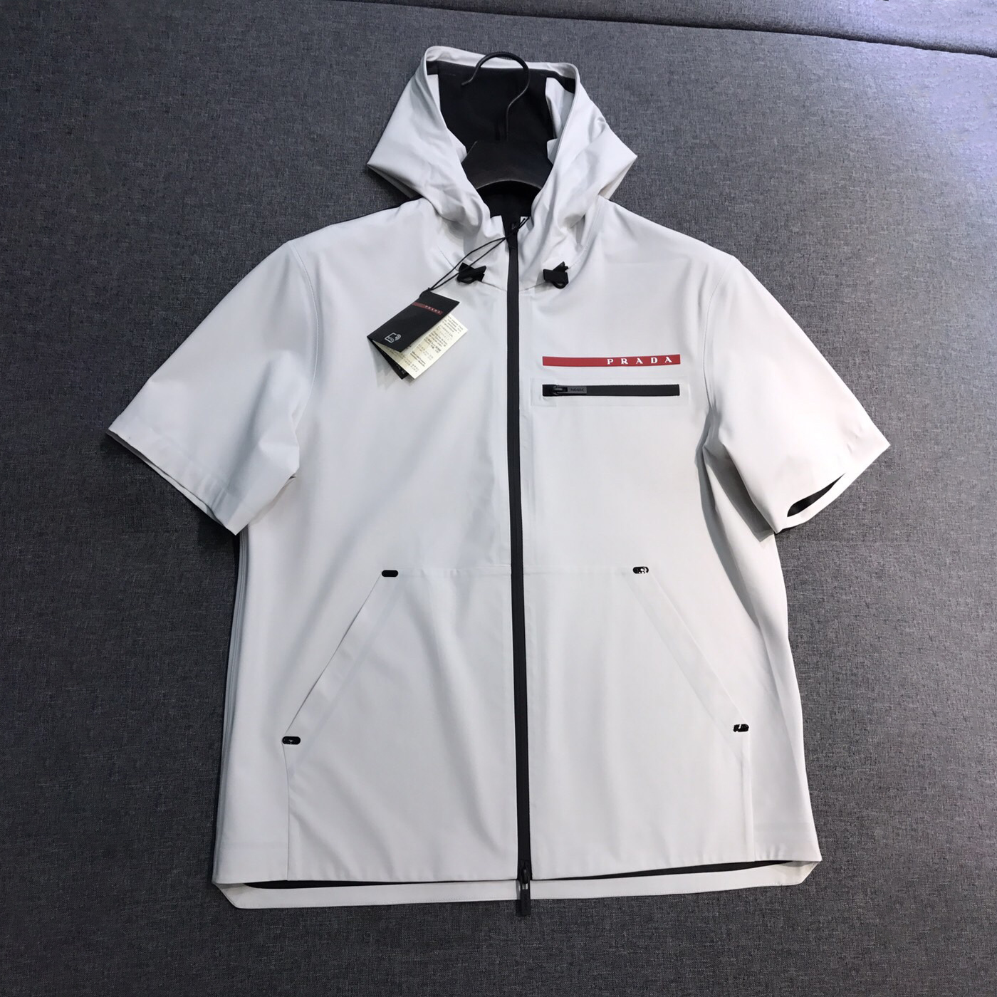 NIGO Prada Men's Summer Solid Colour Lightweight Hooded Zip Short Sleeve Sports Jacket Casual Lace Up Shorts Suit Set #nigo76941