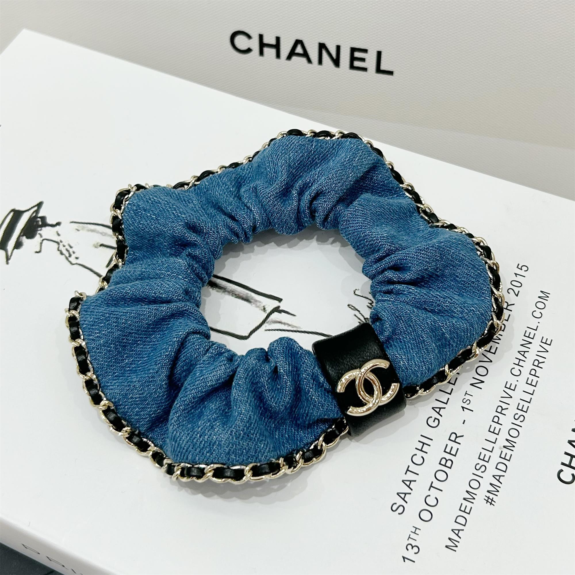 NIGO Chanel Women's Solid Denim Chain Sidekick Hair Bands Headbands Accessories #nigo76952