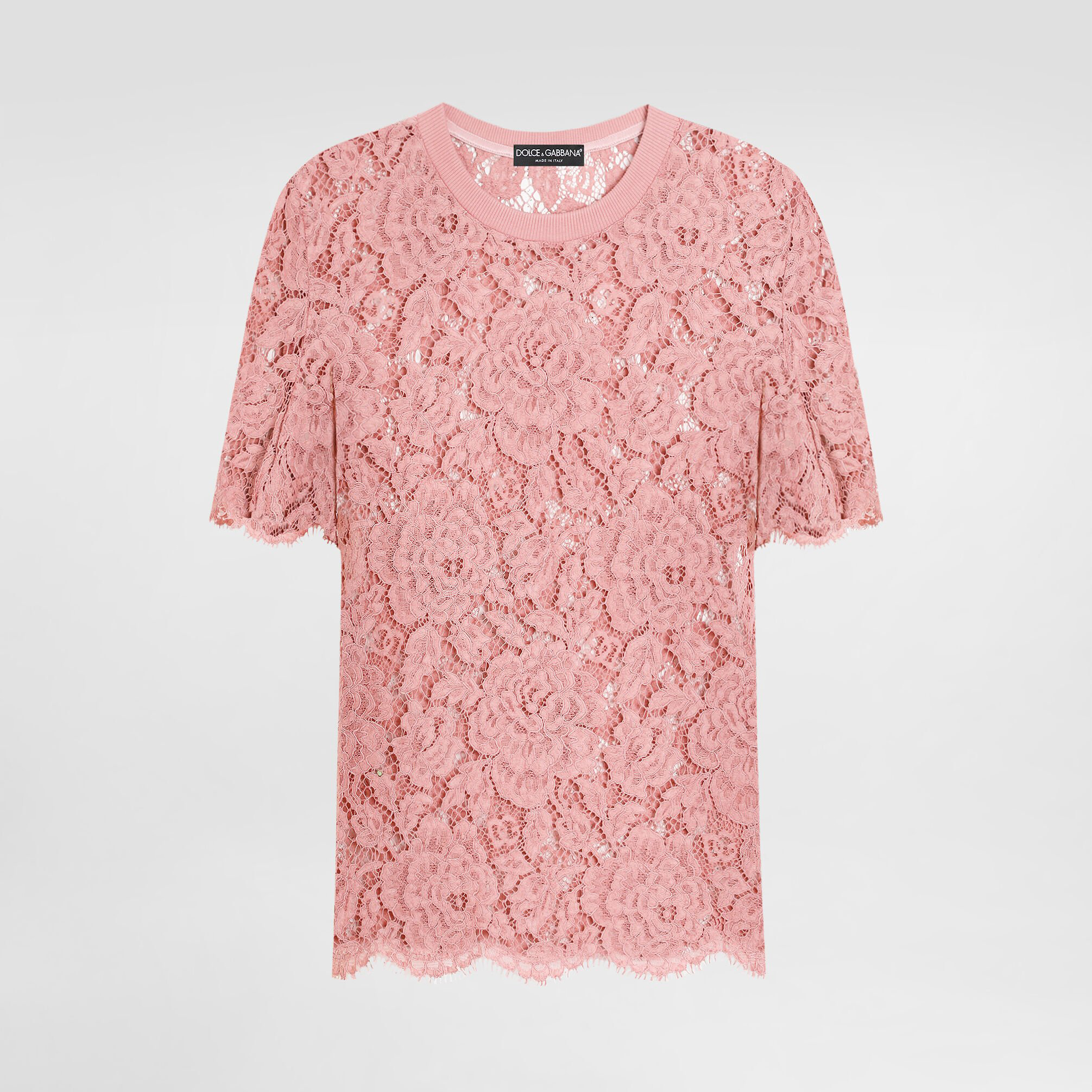 NIGO Dolce&Gabbana Women's Summer Floral Hollow Out Solid Color Short Sleeve Cordonetto Lace Top T-Shirt Ngvp #nigo1663