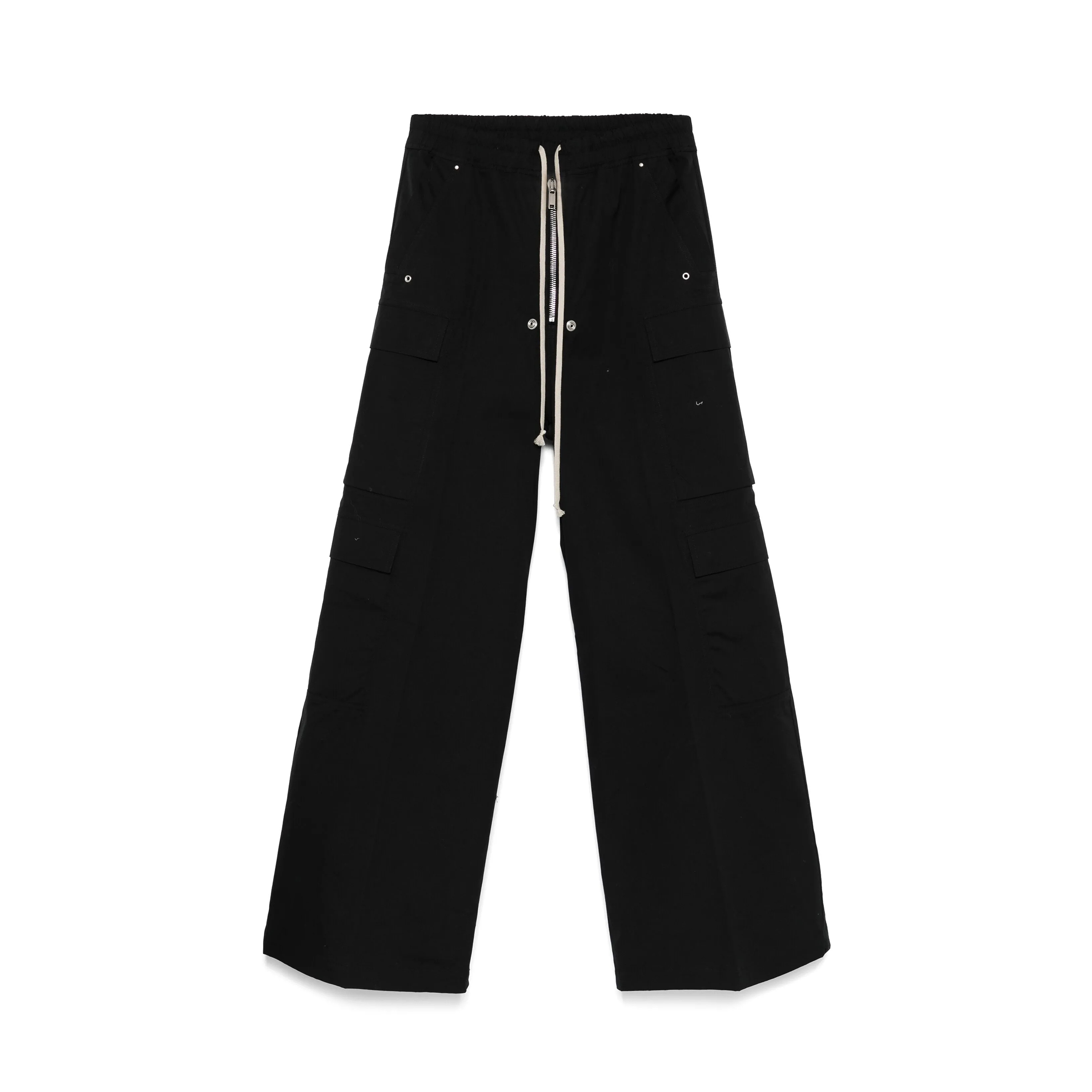 NIGO Rick Owens Men's Spring & Fall Black Multi-Pocket Drawstring Zipper Wide Leg Flared Pants #nigo76955