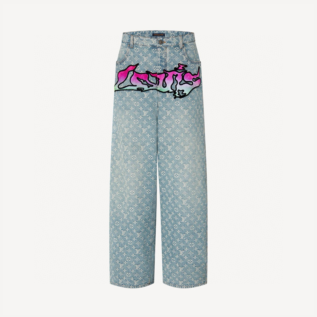 NIGO Louis Vuitton Men's Spring Autumn Solid Colour Graffiti Letter Print Casual Jeans Pants #nigo76971