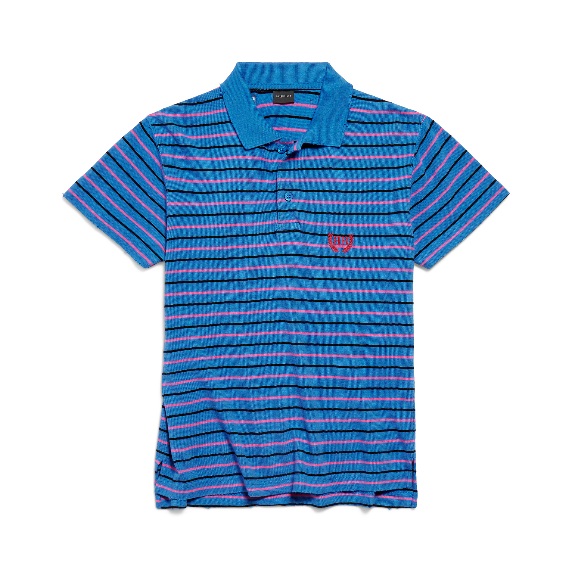 NIGO Balenciaga Men's Summer Blue Striped Printed Polo Neck Cotton Short-sleeved T-shirt Casual Stretch Drawstring Shorts Set Suit #nigo76973