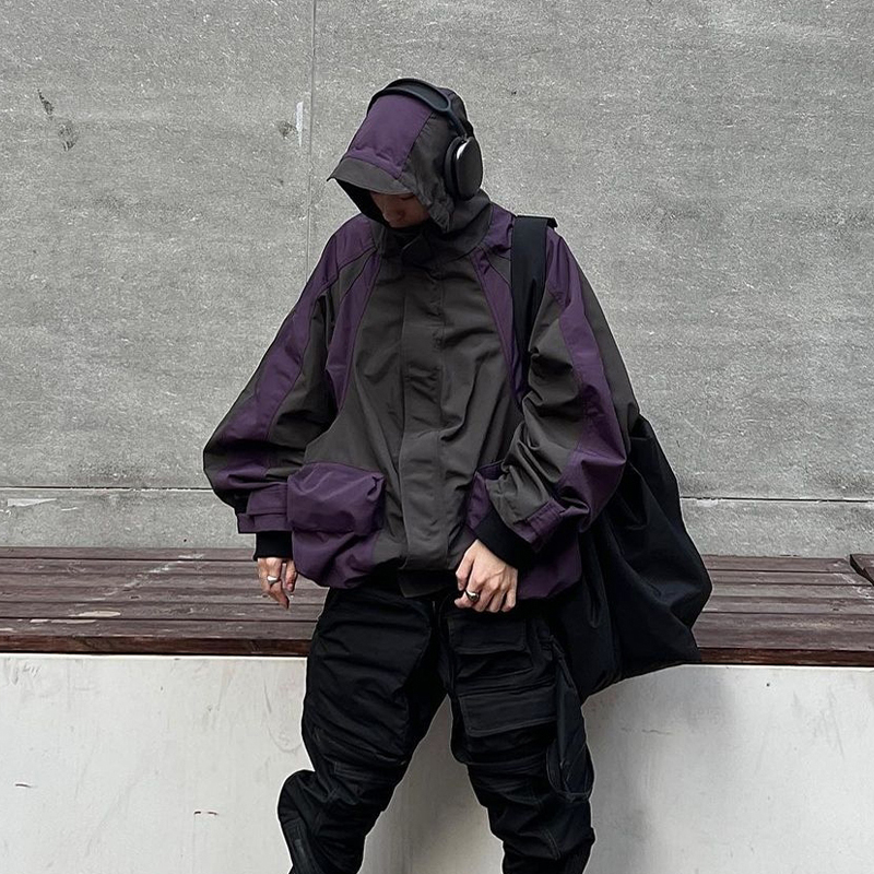 NIGO GRAILZ Men's High Street Back Strap Loose Casual Windproof Rushing Jacket Spring And Autumn Color Blocking Short Jacket Coat Ngvp #nigo1674