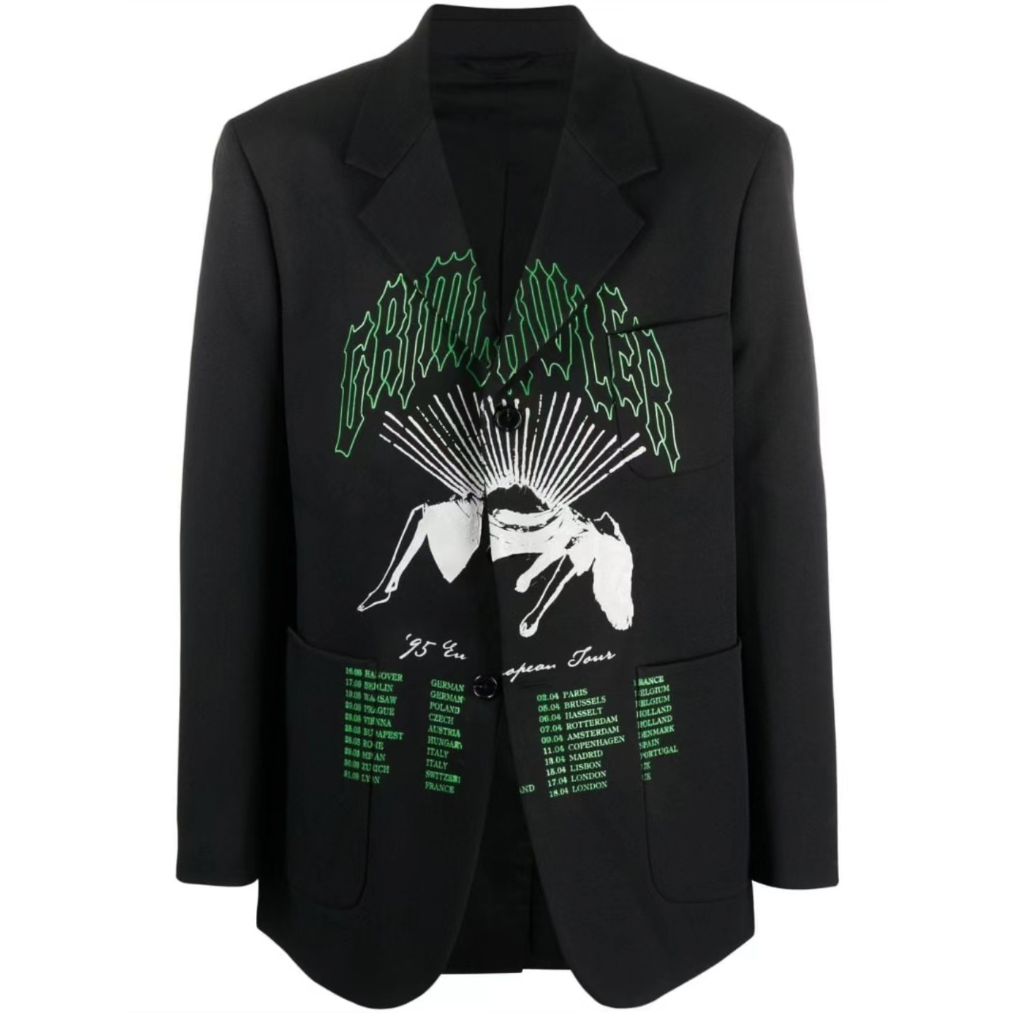 NIGO Raf Simons Men's Fall And Winter Runway Model Black And Green Fallen Angel Loose Casual Blazer Coat Jacket Ngvp #nigo1651