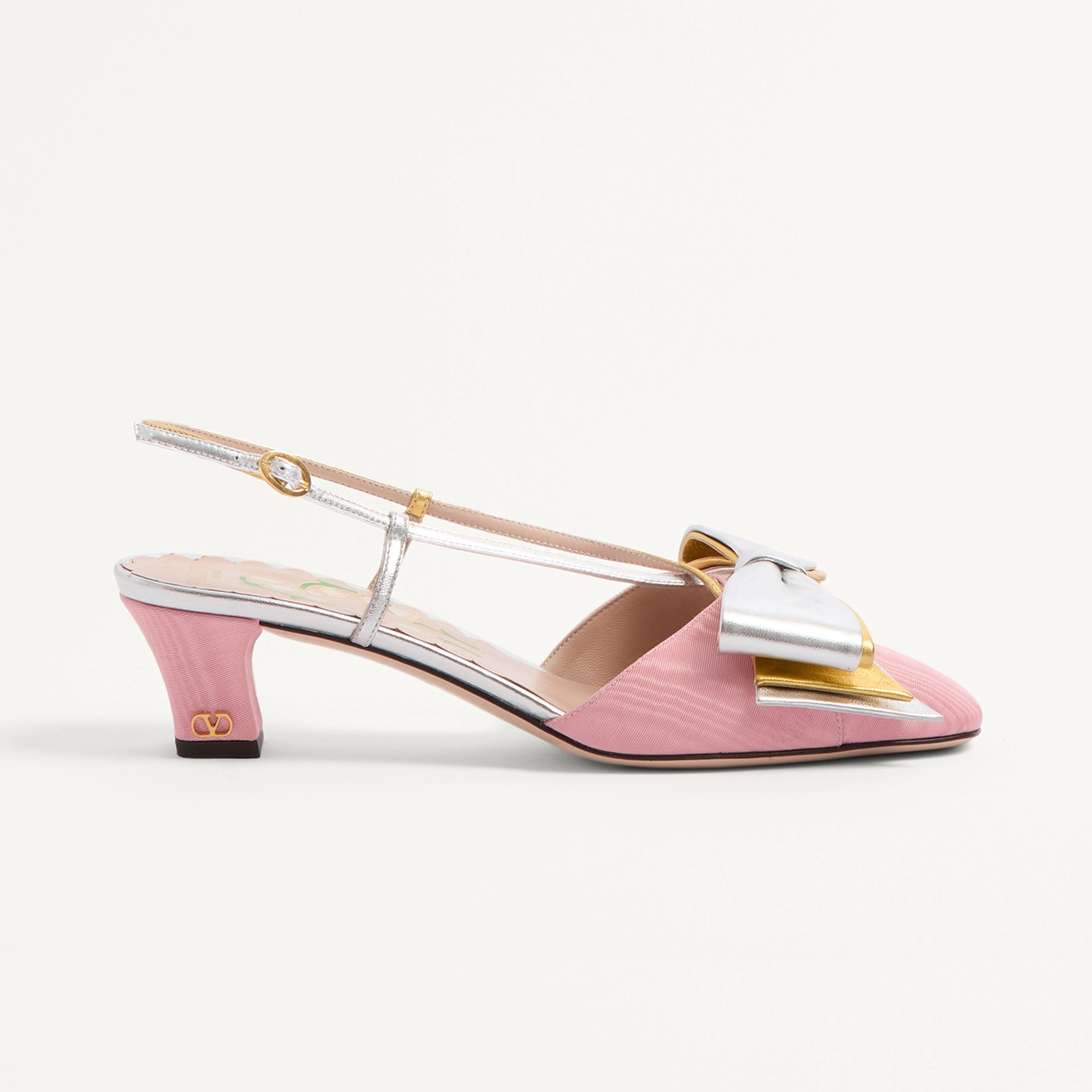 NIGO Valentino Bowow Women's Summer Round Toe Buckle Bow Shaped Chunky Heel 4.5cm High Heels Shoes #nigo76981