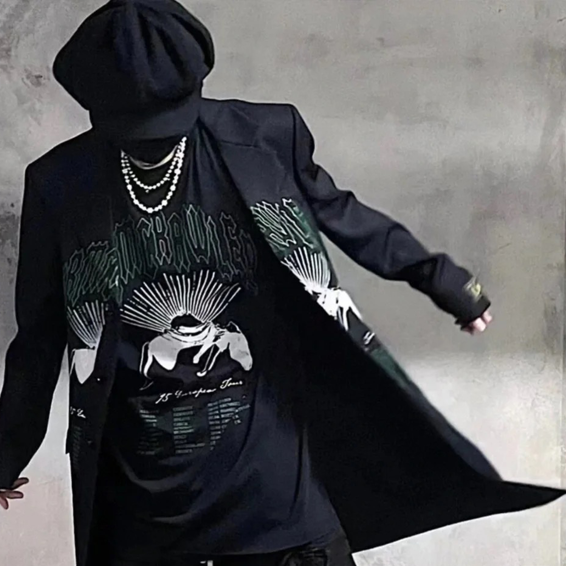 NIGO Raf Simons Men's Fall And Winter Runway Model Black And Green Fallen Angel Loose Casual Blazer Coat Jacket Ngvp #nigo1651