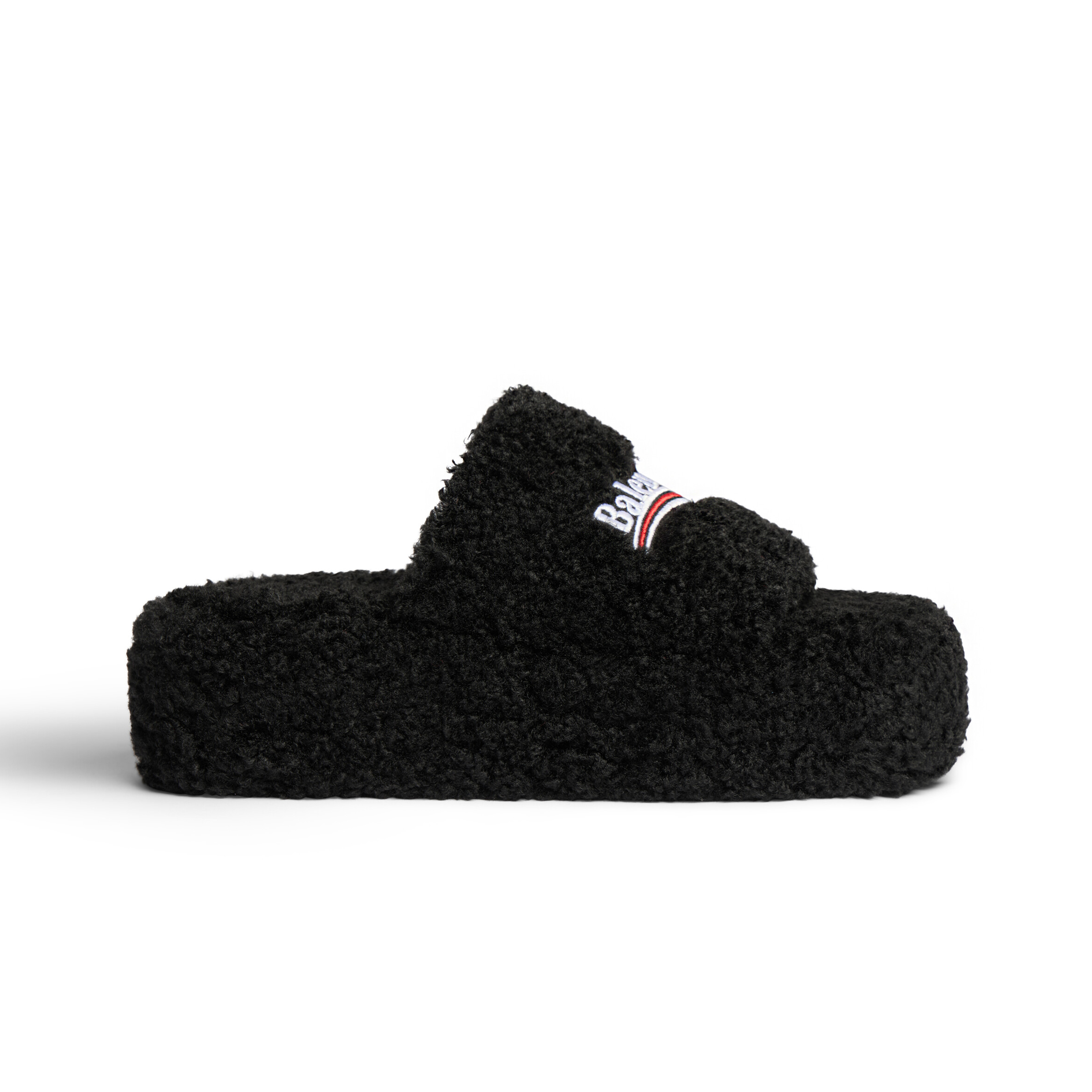 NIGO Balenciaga Furry Women's Spring/Summer Solid Colour Faux Fur Embroidered Letter Print Thick Sole Slippers Shoes #nigo76986