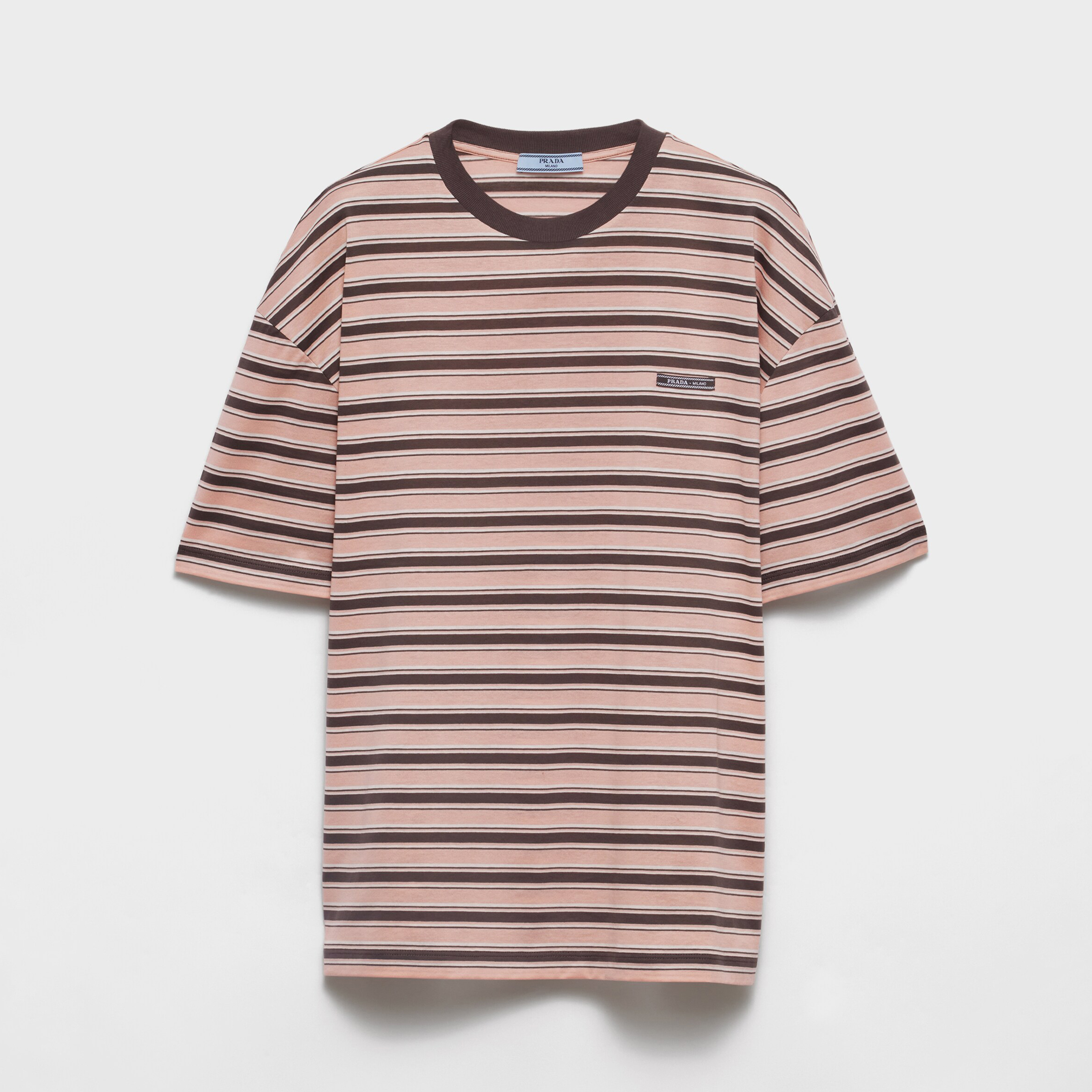 NIGO Prada Women's Summer Colour Block Stripe Print Round Neck Cotton Short Sleeve T-Shirt #nigo76978