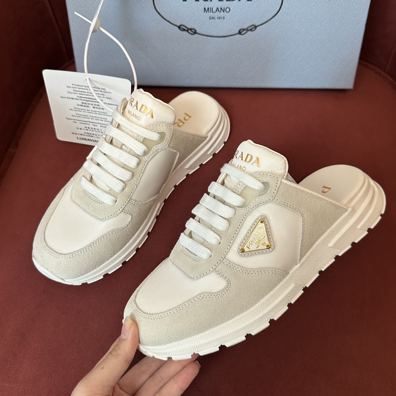 NIGO Prada Women's Solid Colour Suede Round Toe Lace-Up Casual Slippers Shoes #nigo76979