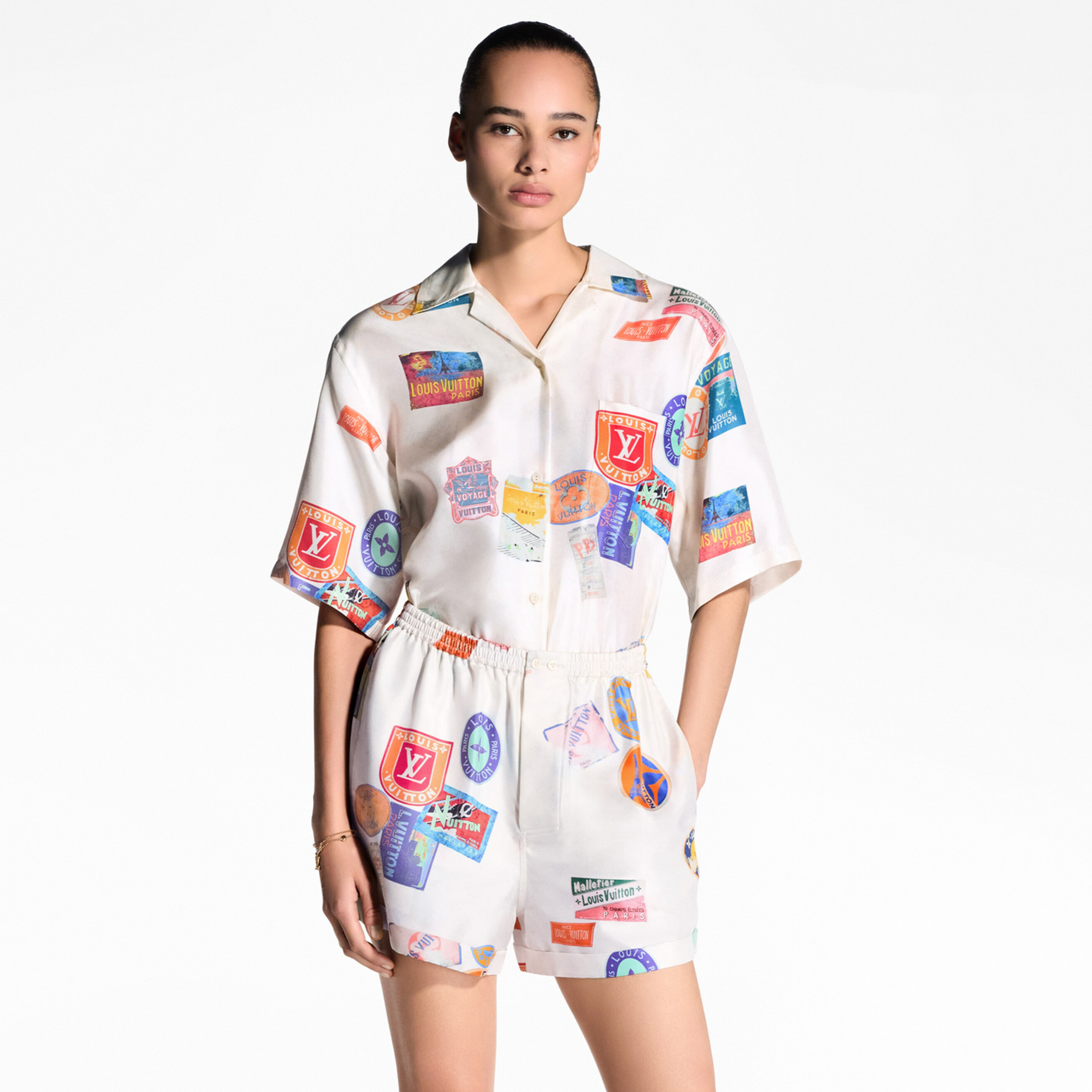 NIGO Louis Vuitton Women's Spring And Summer Printed Hollow Floral Applique Printed Short Sleeve Shirt Flat Angle Shorts Is Foolish Luxury Romantic Holiday Style Suit Set #nigo81241