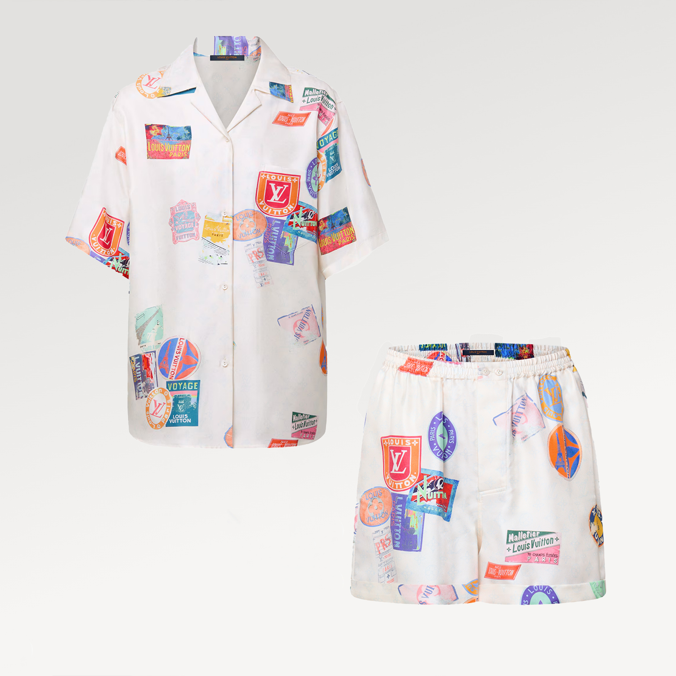 NIGO Louis Vuitton Women's Spring And Summer Printed Hollow Floral Applique Printed Short Sleeve Shirt Flat Angle Shorts Is Foolish Luxury Romantic Holiday Style Suit Set #nigo81241