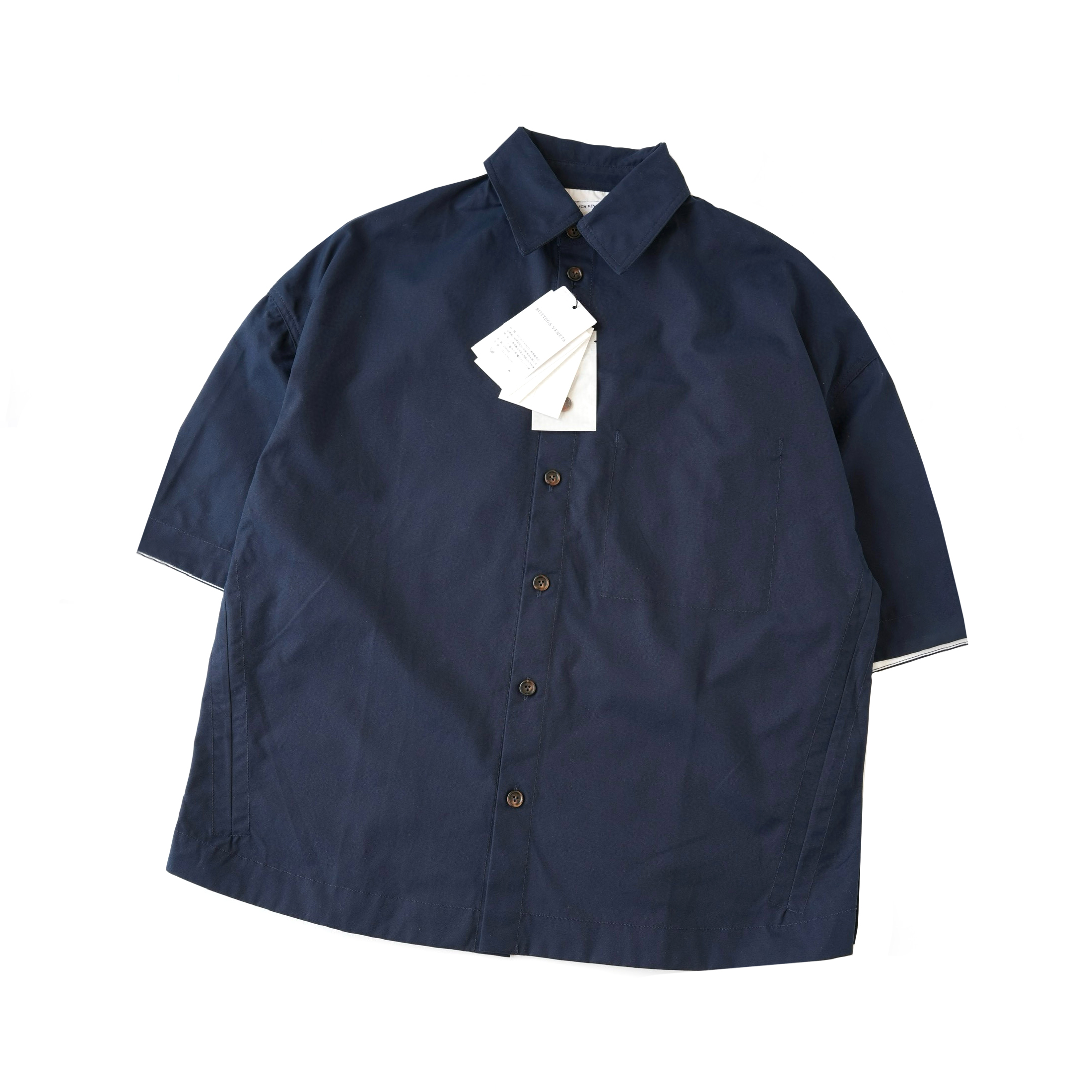 NIGO Bottega Veneta Men's Summer Solid Color Embroidered Matchstick Print Single Button Short Sleeve Shirt #nigo77111
