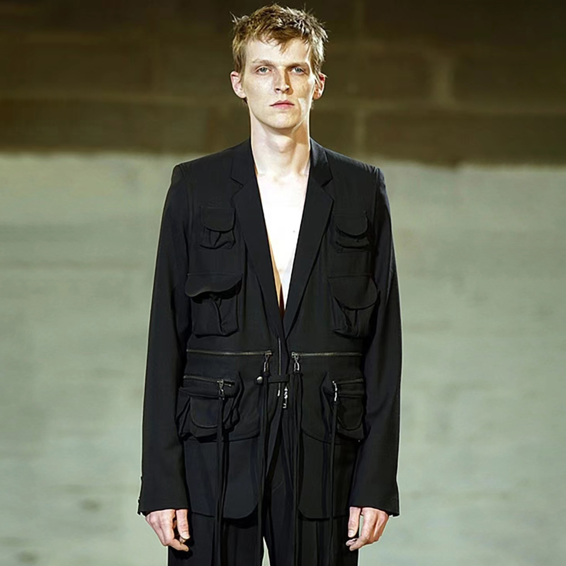 NIGO Raf Simons Men's Spring And Autumn Retro Trend Pocket Fake Two Piece Suit Jacket High Street Design Zip Jacket Ngvp #nigo1656