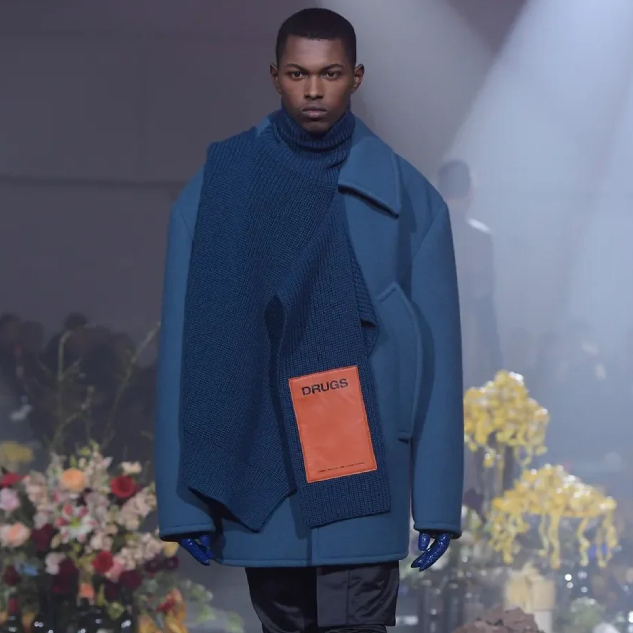 NIGO Raf Simons Men's Spring And Autumn High Neck Scarf Shawl Leather Label Scarf Fashion Colour Blocking Accessories Ngvp #nigo1657