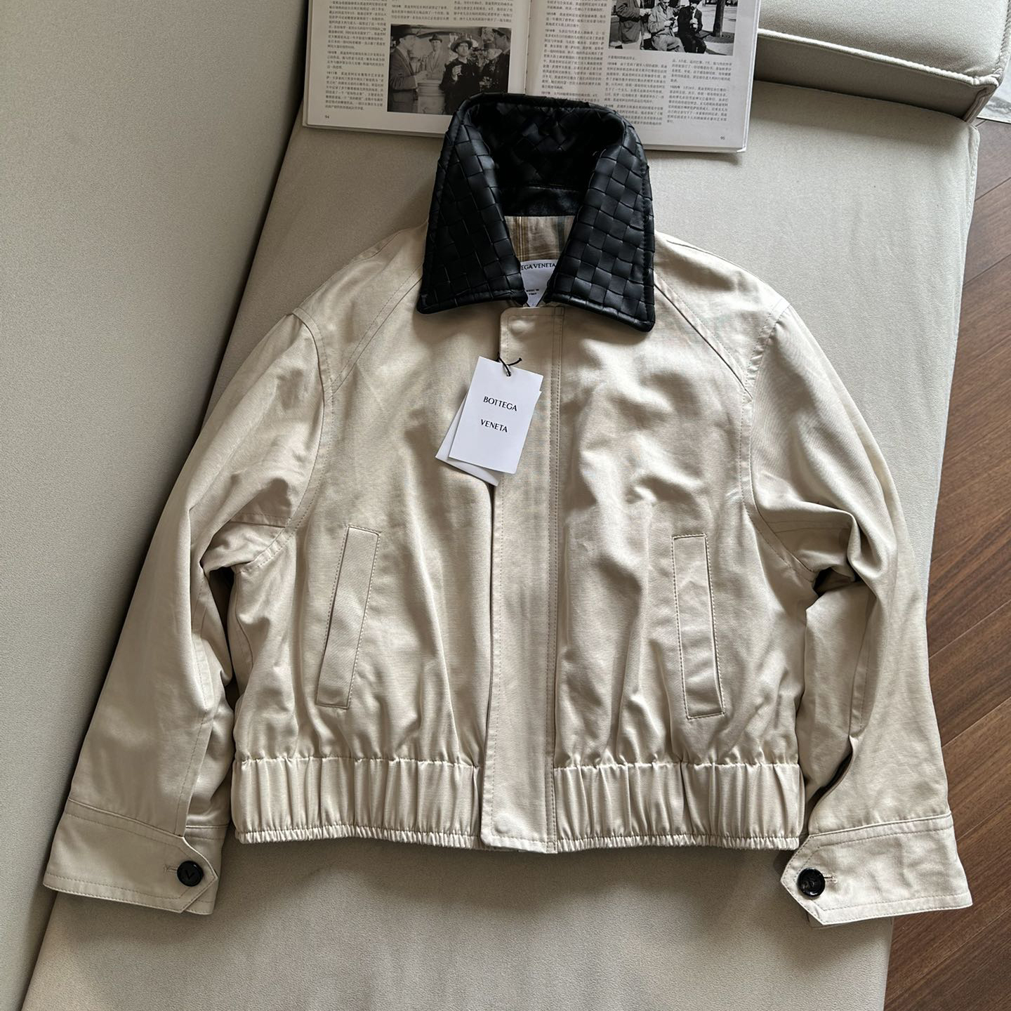 NIGO Bottega Veneta Men's Spring/Autumn Contrasting Collar Zipper Long Sleeve Leather Jacket #nigo77115