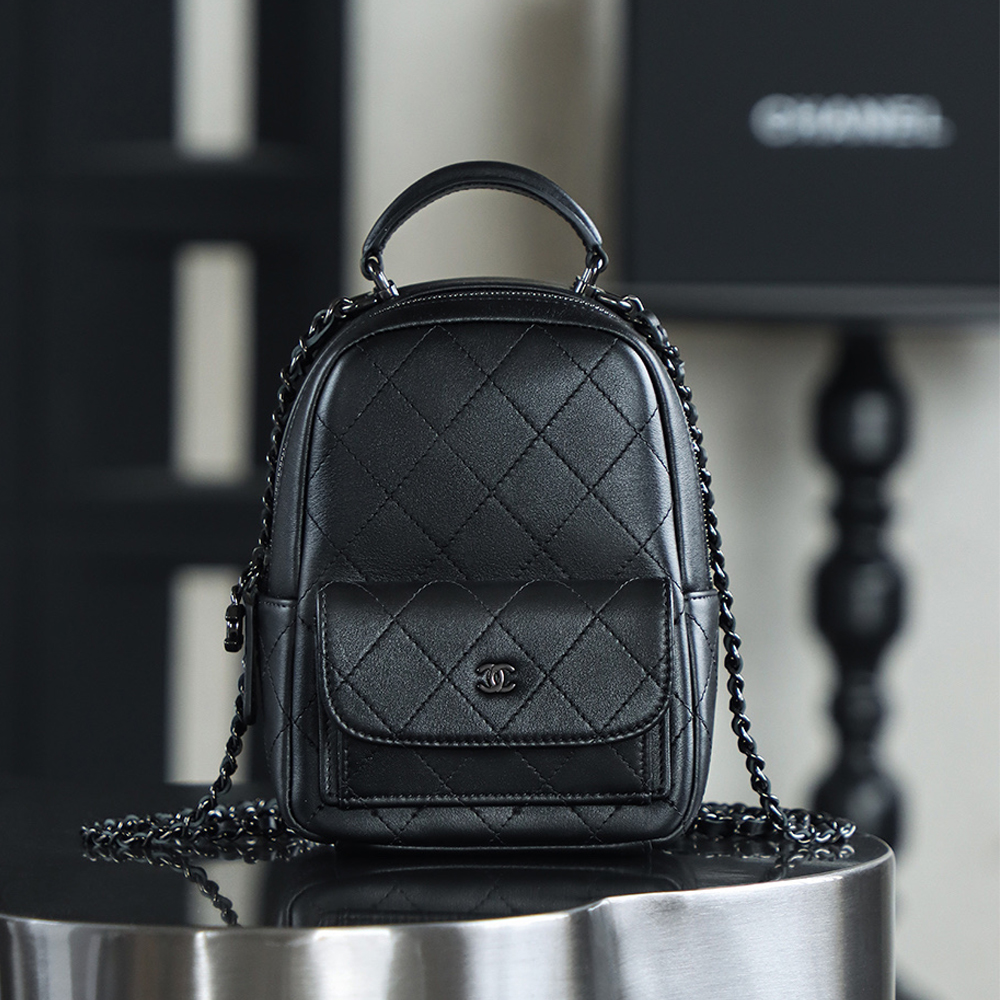 NIGO Chanel Women's Solid Color Chain Shoulder Strap Grained Cowhide Mini Backpack Bag Bags #nigo77138
