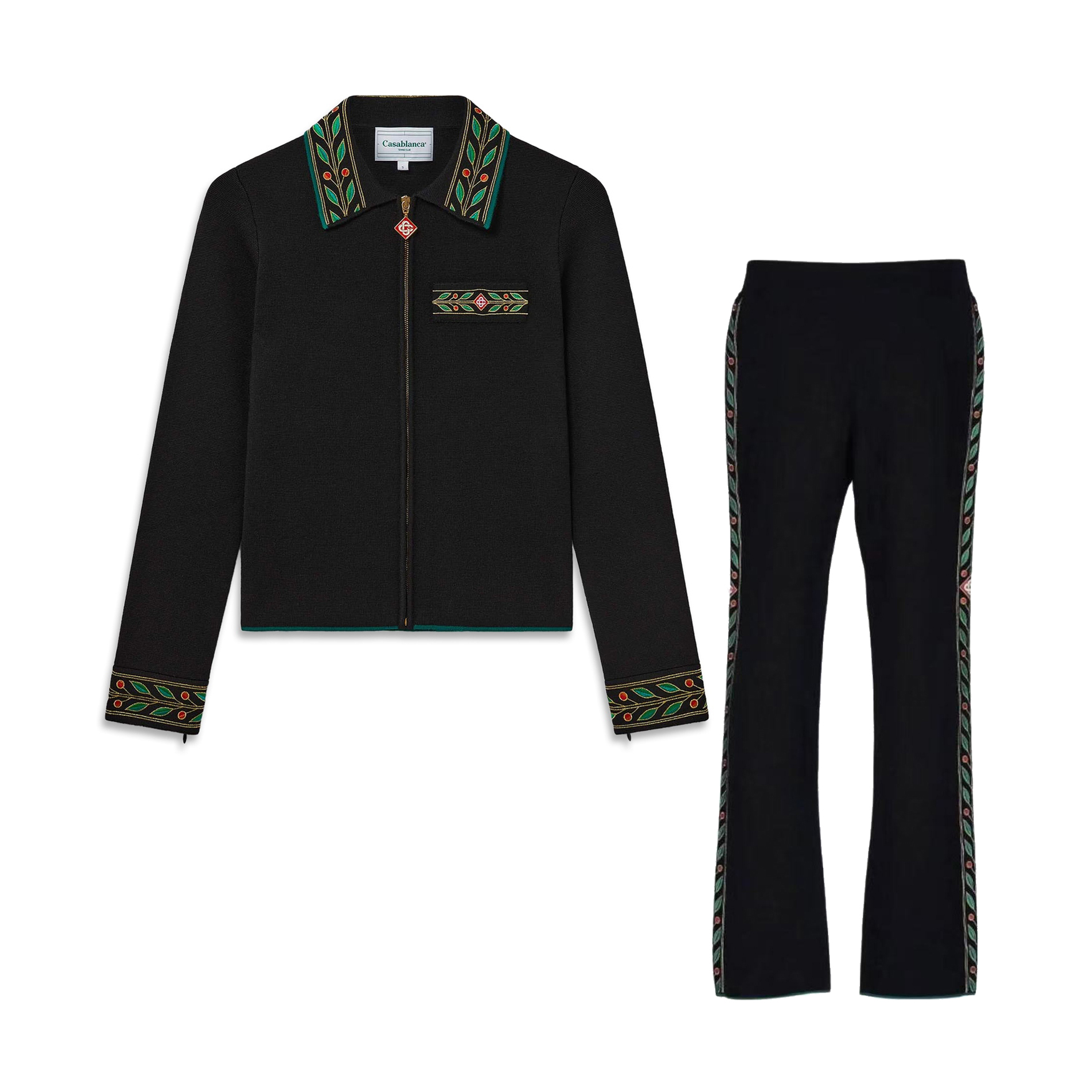 NIGO Casablanca Women's Spring/Autumn Solid Colour Embroidered Pattern Wool Zipper Long Sleeve Jacket and Casual Trousers Pants Set Suit #nigo77129
