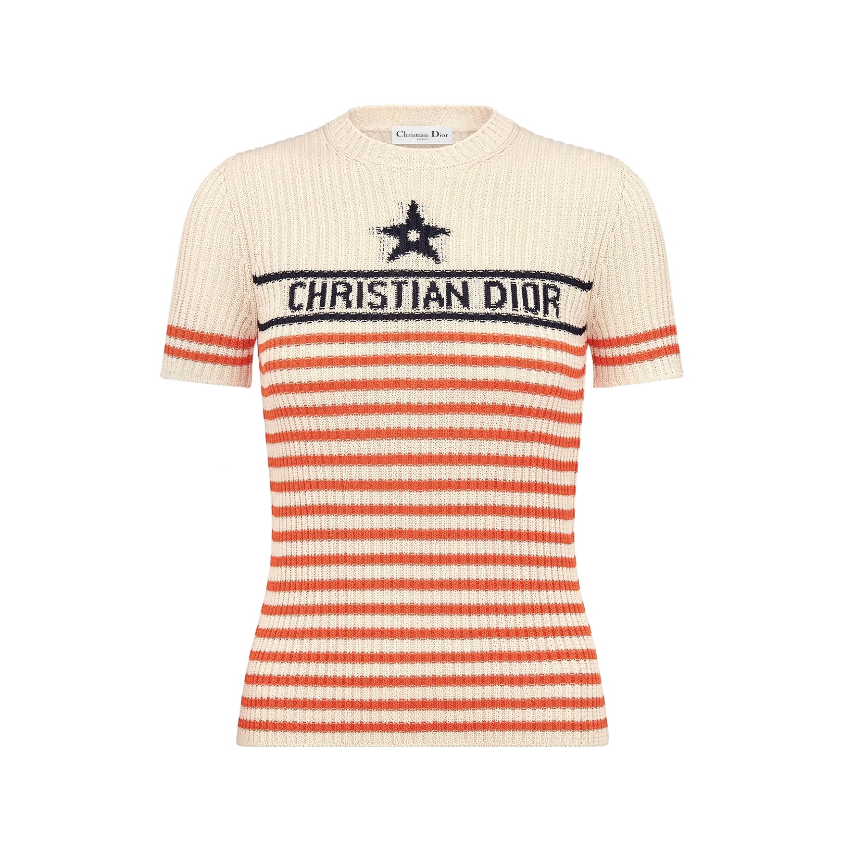 NIGO DIOR Women's Summer Striped Appliquéd Letters Knit Round Neck Short Sleeve T-shirt #nigo77133