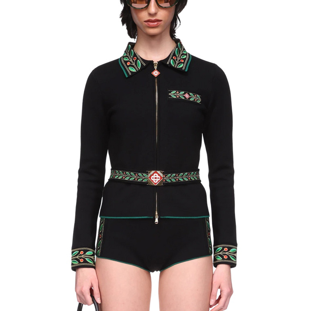 NIGO Casablanca Women's Spring/Autumn Solid Colour Embroidered Pattern Wool Zipper Long Sleeve Jacket and Casual Trousers Pants Set Suit #nigo77129