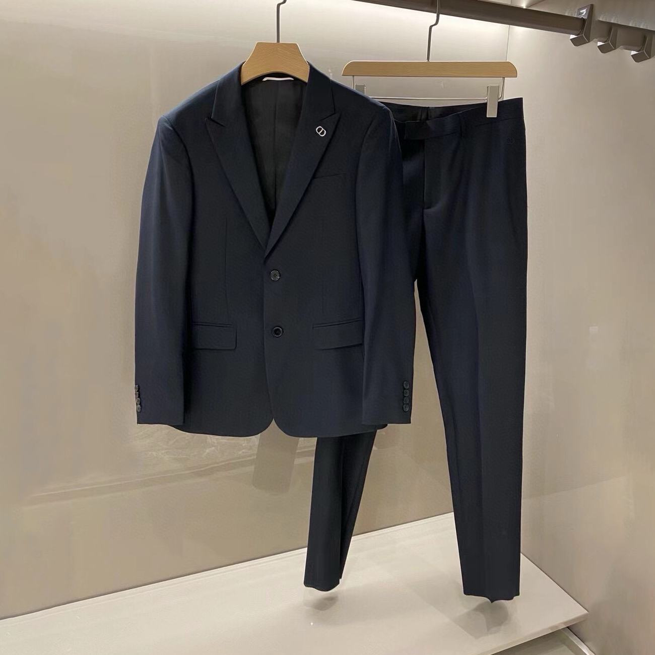 NIGO Dior Men's Spring/Autumn Solid Color Business Casual V-neck Single-breasted Wool Blazer Suit Jacket and Trousers Pants Set #nigo77158