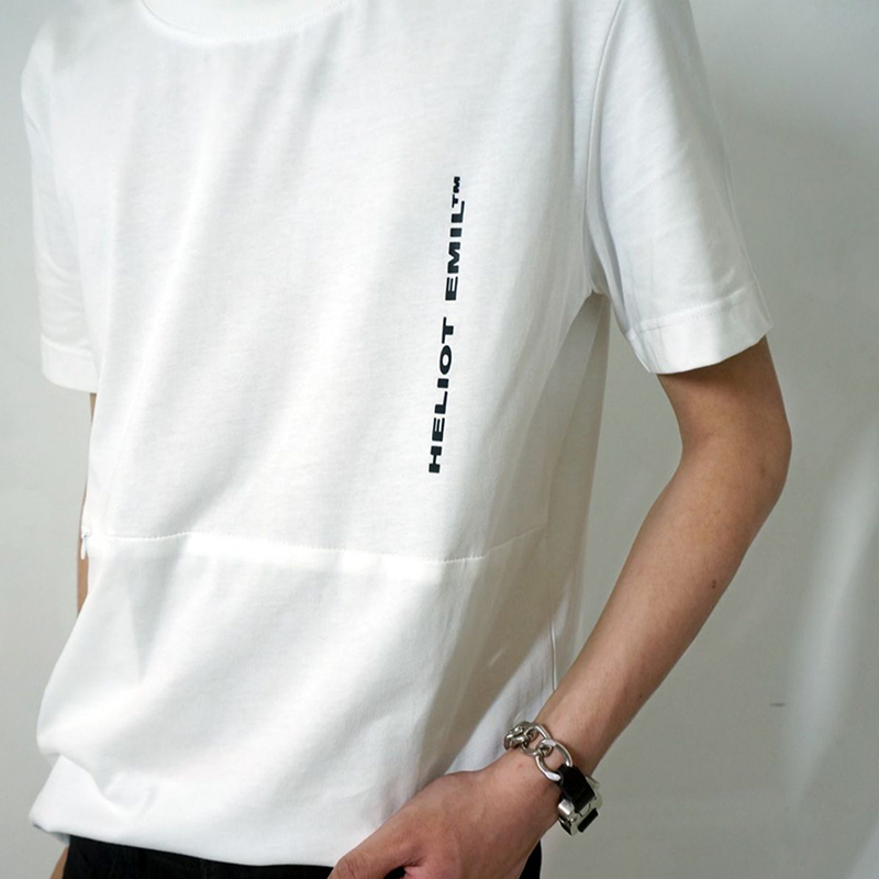 NIGO Heliot Emil Men's Summer Letter Printed Zipper Pocket T-Shirt Trendy Loose Patchwork Short Sleeve Ngvp #nigo1683