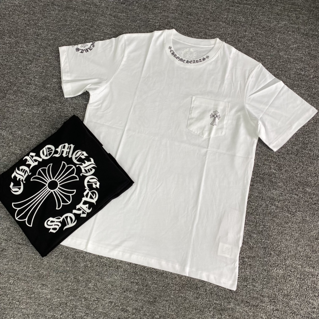 NIGO Chrome Hearts Men's Summer Solid Color Cross Print Round Neck Cotton Short Sleeve T-Shirt #nigo77173