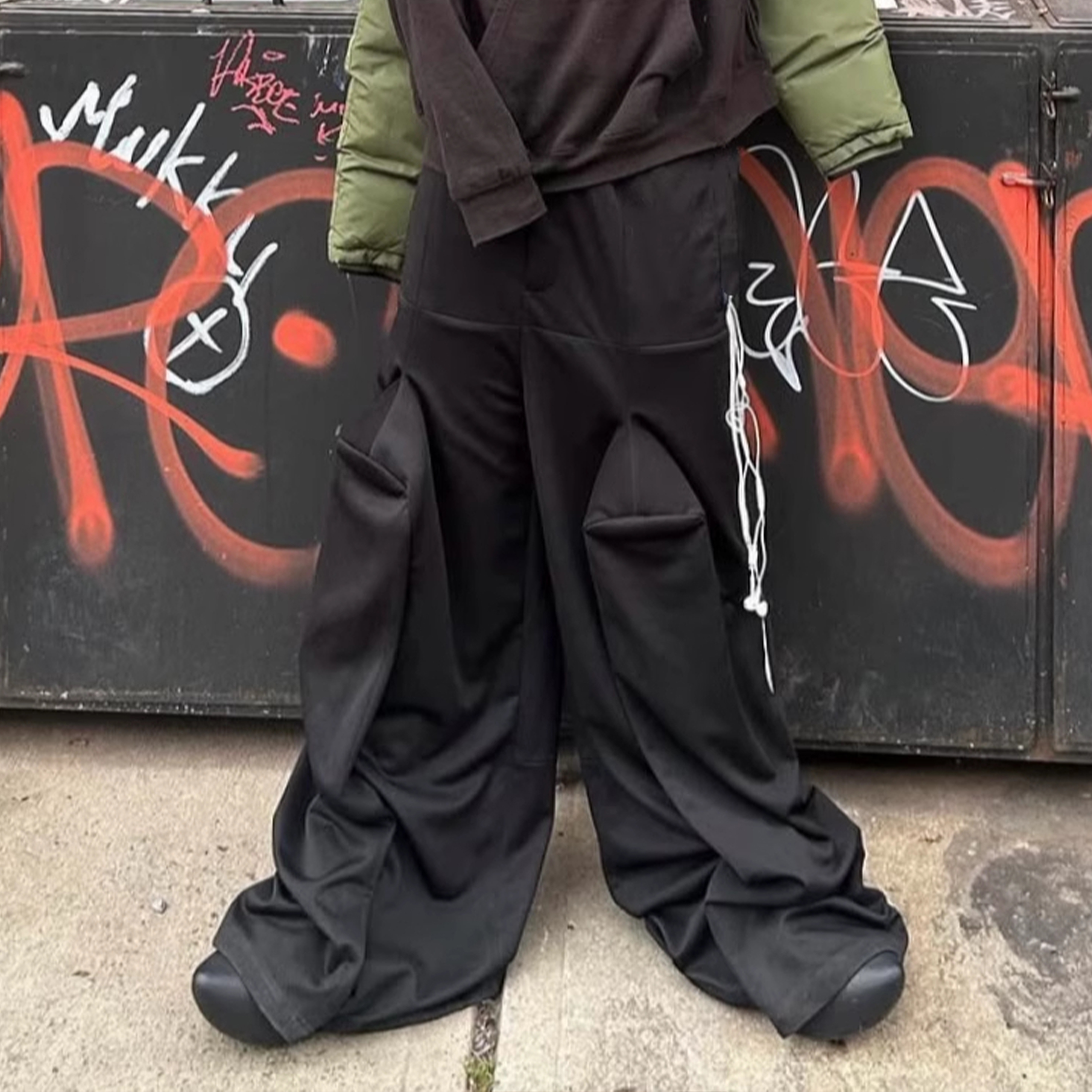 NIGO Shayne Oliver Anonymous Club 0pium Men's High Street Trend Shaped Sweatpants Black Straight Leg Wide Leg Trend Rocket Sweatpants Long Pants  Ngvp #nigo1715