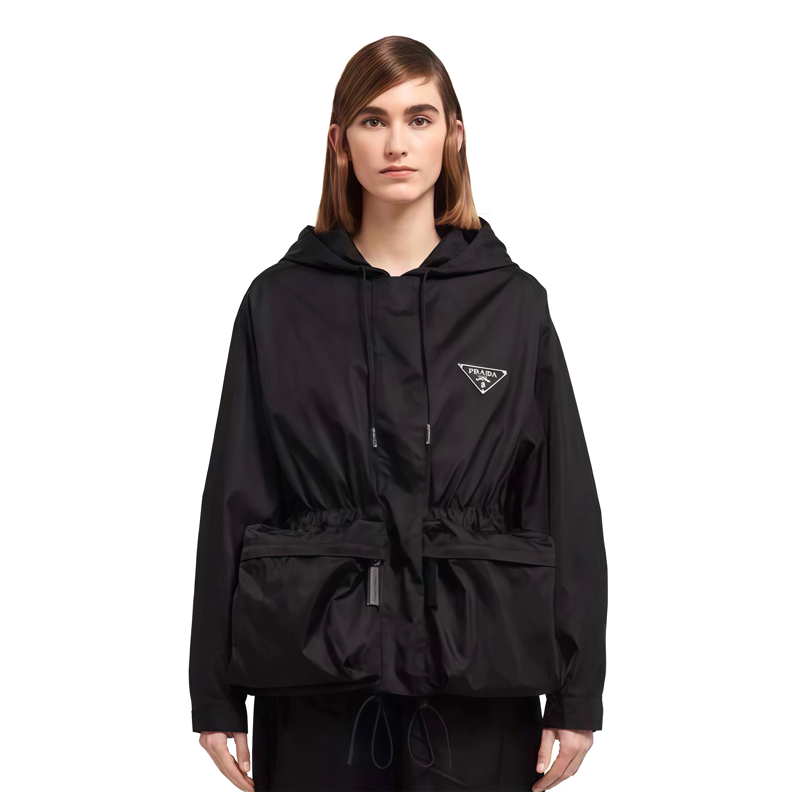 NIGO Prada Women's Spring/Autumn Solid Colour Nylon Fabric Hooded Zipper Long Sleeve Jacket #nigo77165