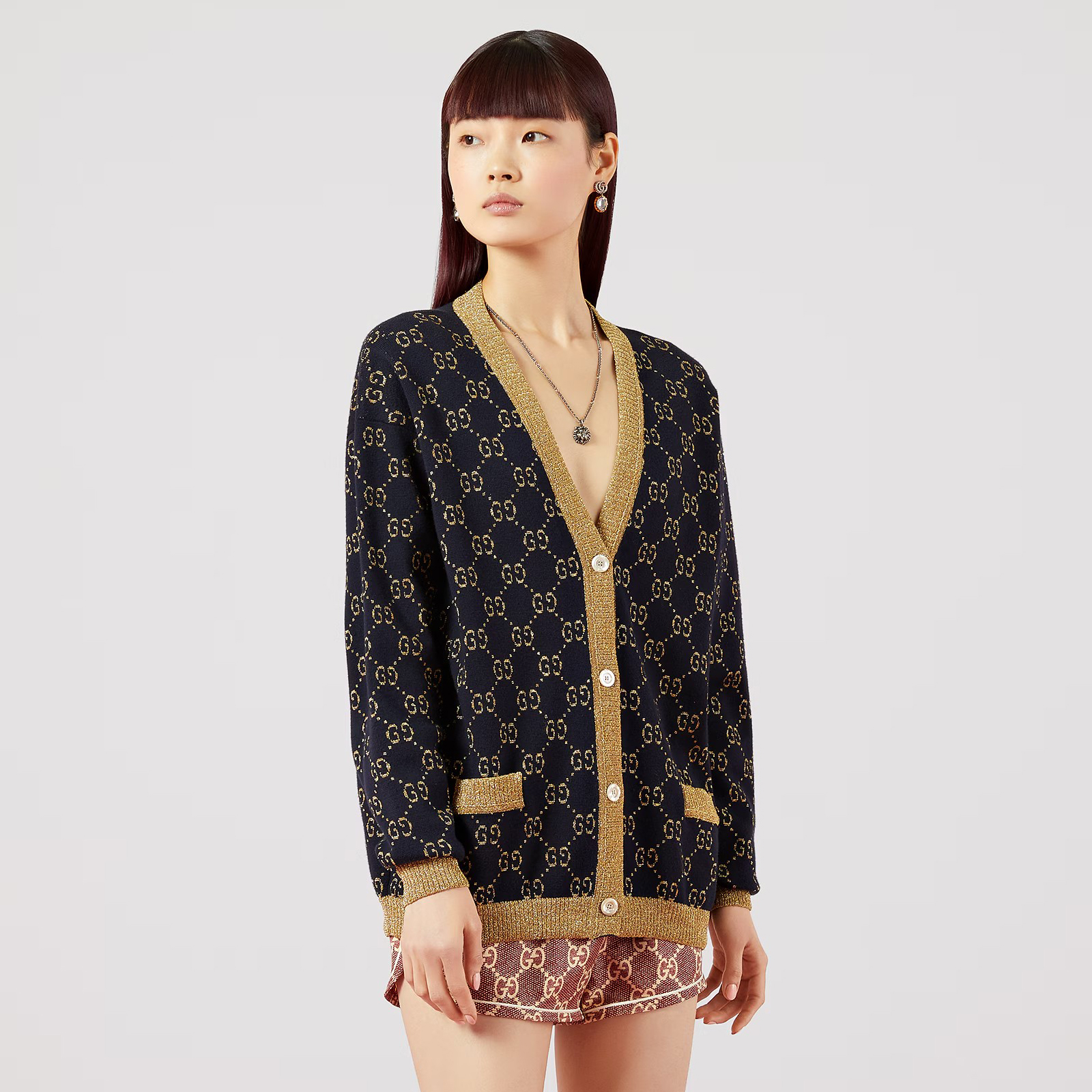 NIGO Gucci Women's Spring And Fall Letter V-neck Single Breasted Long Sleeved Knit Cardigan Jacket #nigo77164