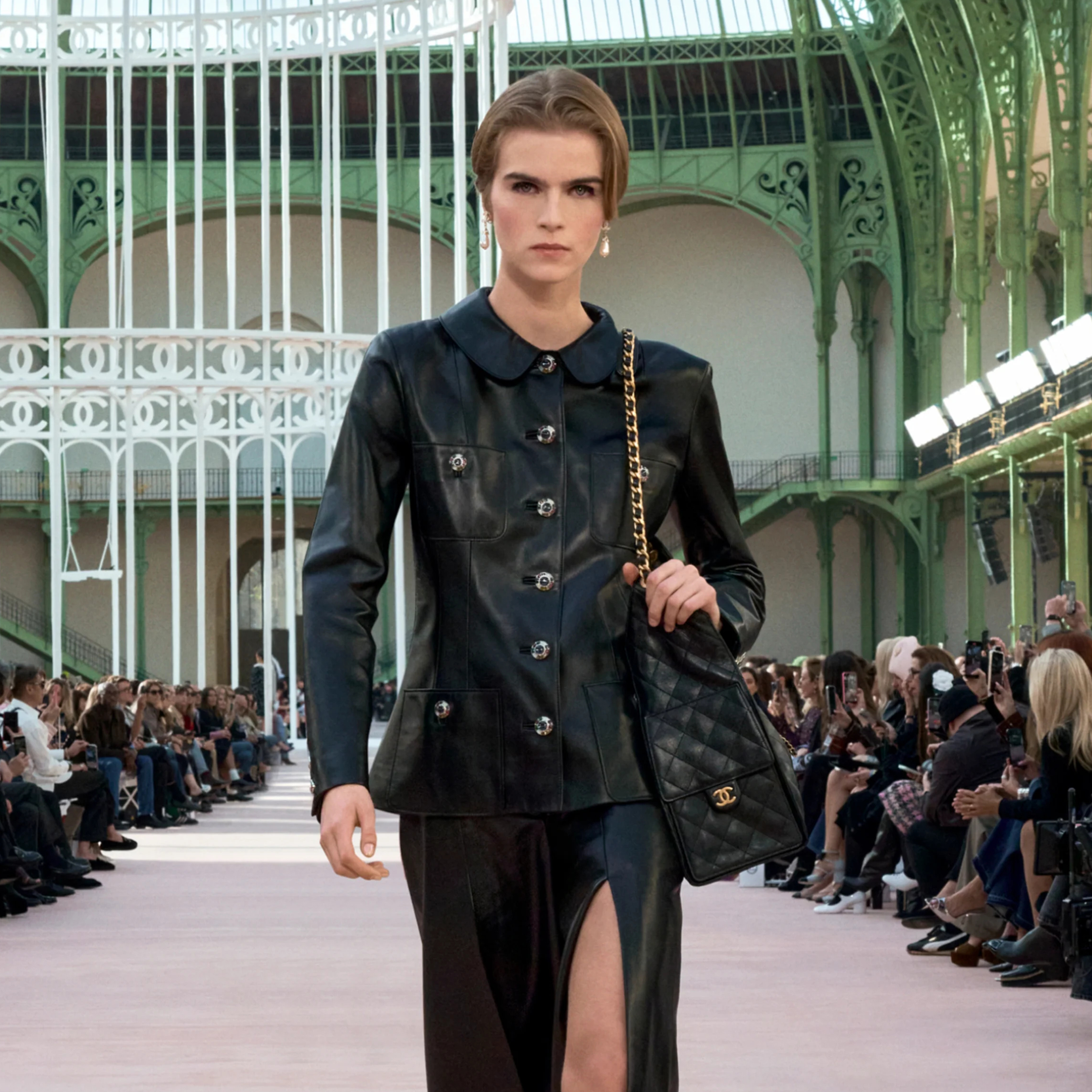 NIGO Chanel Women's Spring And Autumn Sheepskin Solid Color Four Pockets Single-Breasted Lapel Long-Sleeved Leather Coat Jacket #nigo81268