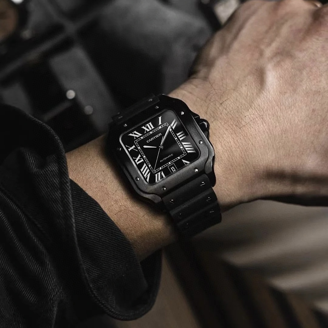 NIGO Cartier SANTOS DE CARTIER Men's Automatic Mechanical Movement 100m Water Resistant Date Display 40 mm Black Mechanical Watch #nigo77182