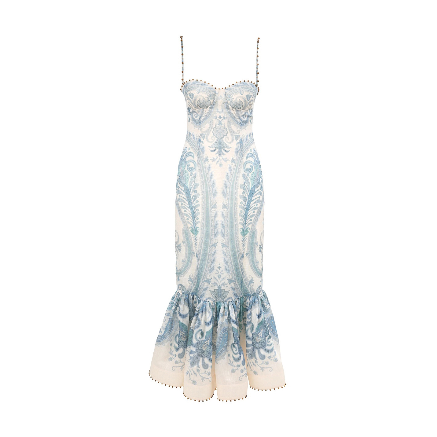 NIGO Zimmermann Women's Summer Floral Patterned Sleeveless Strapless Linen Fabric Slim-fit Dress #nigo77181