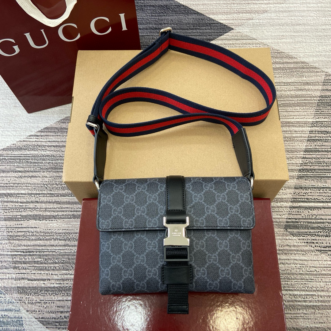 NIGO Gucci Men's Adjustable Shoulder Strap Solid Color Letter Print Buckle Closure Single Shoulder Crossbody Bag Bags #nigo77194