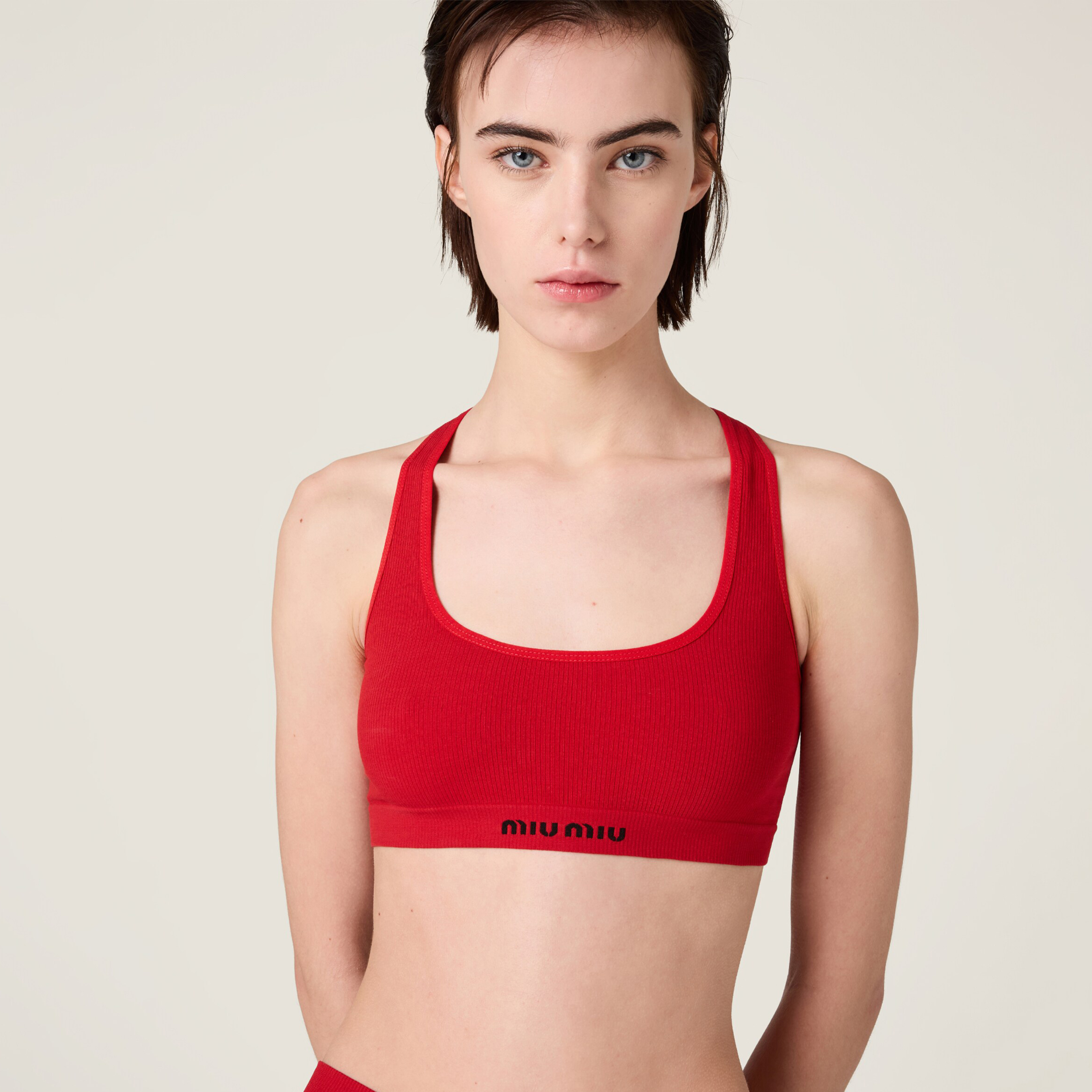 NIGO MiuMiu Women's Summer Seamless Racerback Top Elastic Jacquard Short Solid Color Cotton Sleeveless Vest #nigo81272