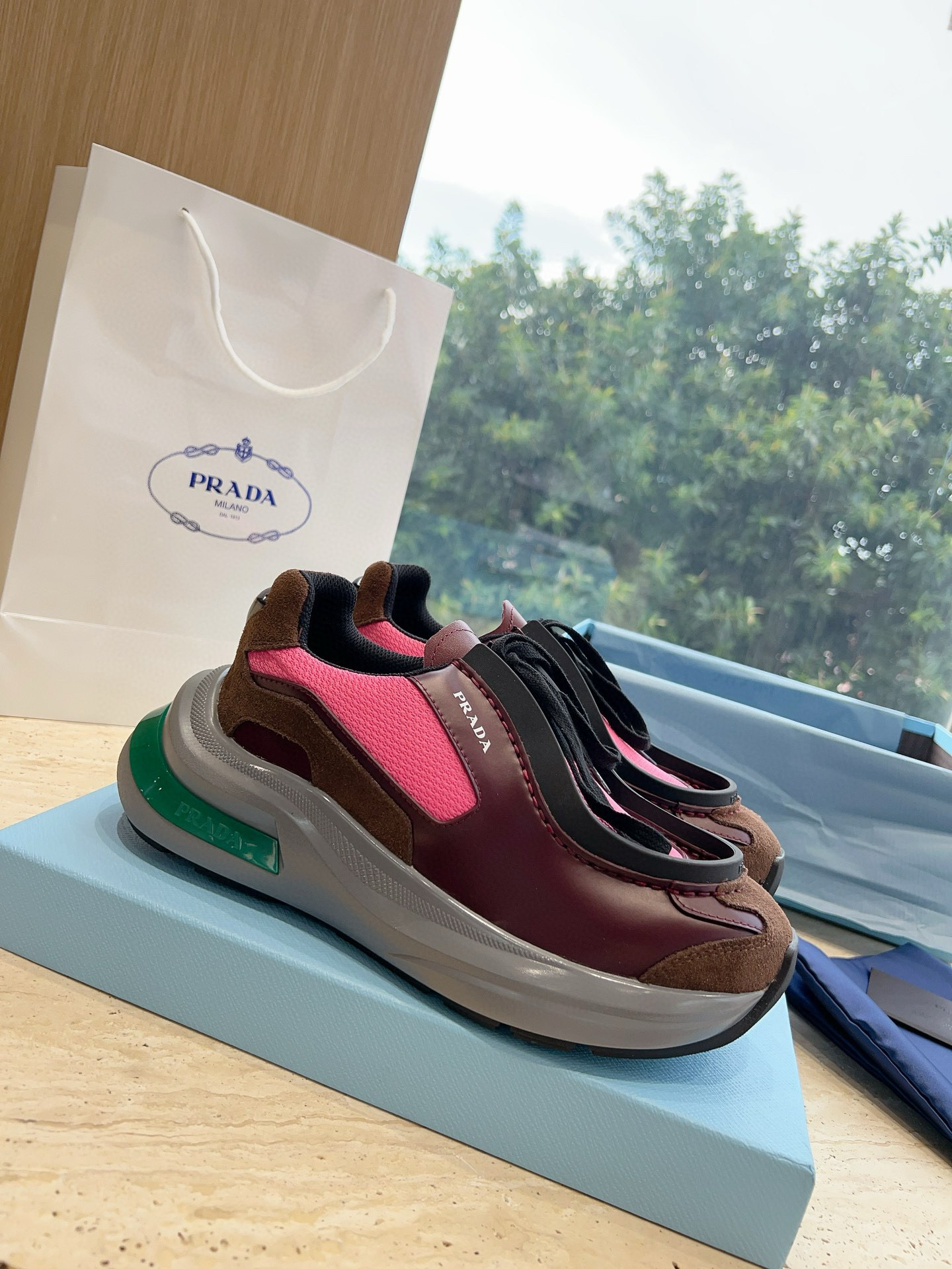 NIGO Prada Men's And Women's Two-tone Fabric And Leather Round-toe Fashionable Low-top Lace-up Sneakers Shoes #nigo77222