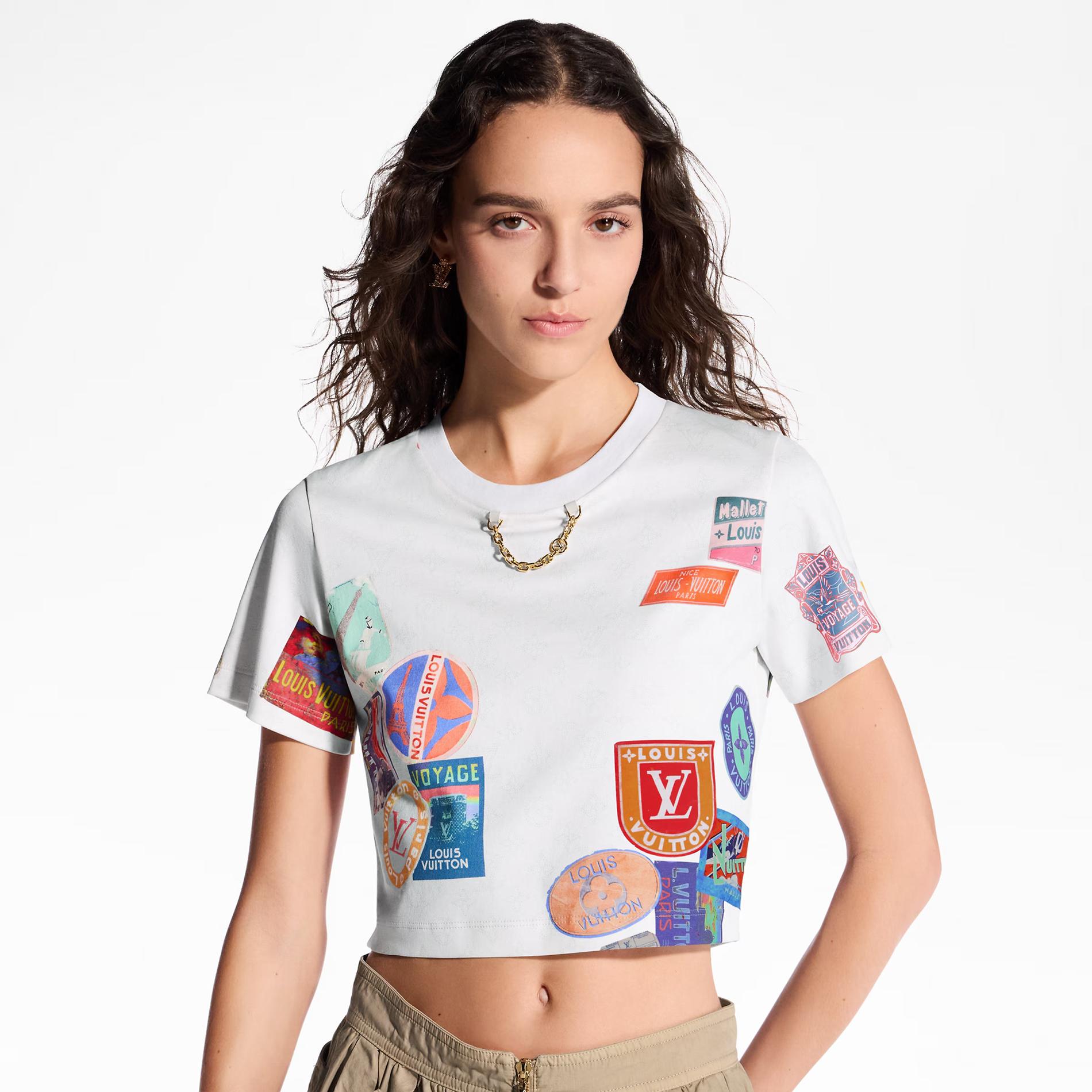 NIGO Louis Vuitton Women's Summer Badge Pattern Printed Round Neck Cotton Short T-Shirt #nigo77232