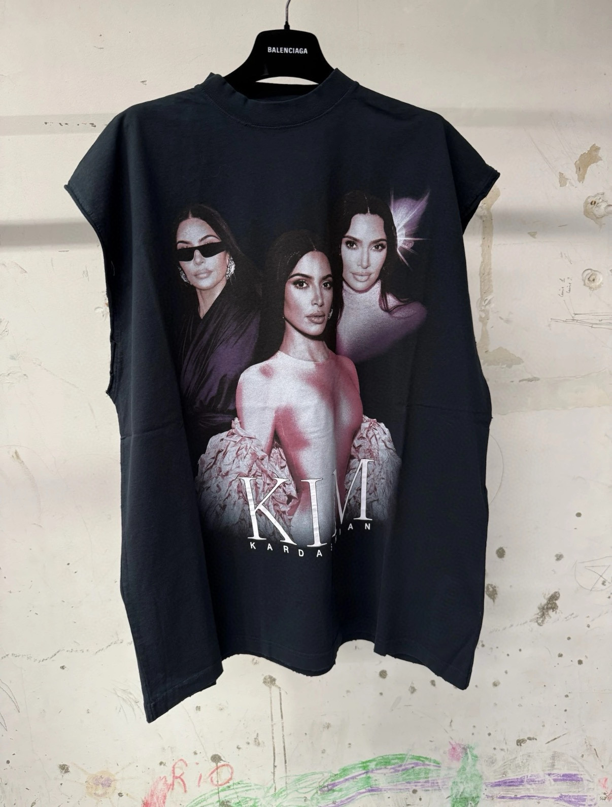 NIGO Balenciaga Women's Summer Portrait Pattern Printed Solid Color Round Neck Cotton Sleeveless Top #nigo77225