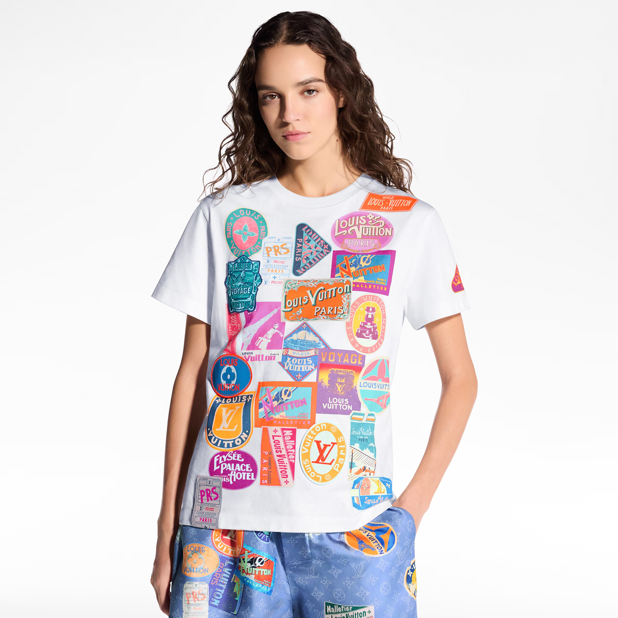 NIGO Louis Vuitton Women's Summer Badge Pattern Printed Round Neck Cotton Short Sleeve T-Shirt #nigo77231