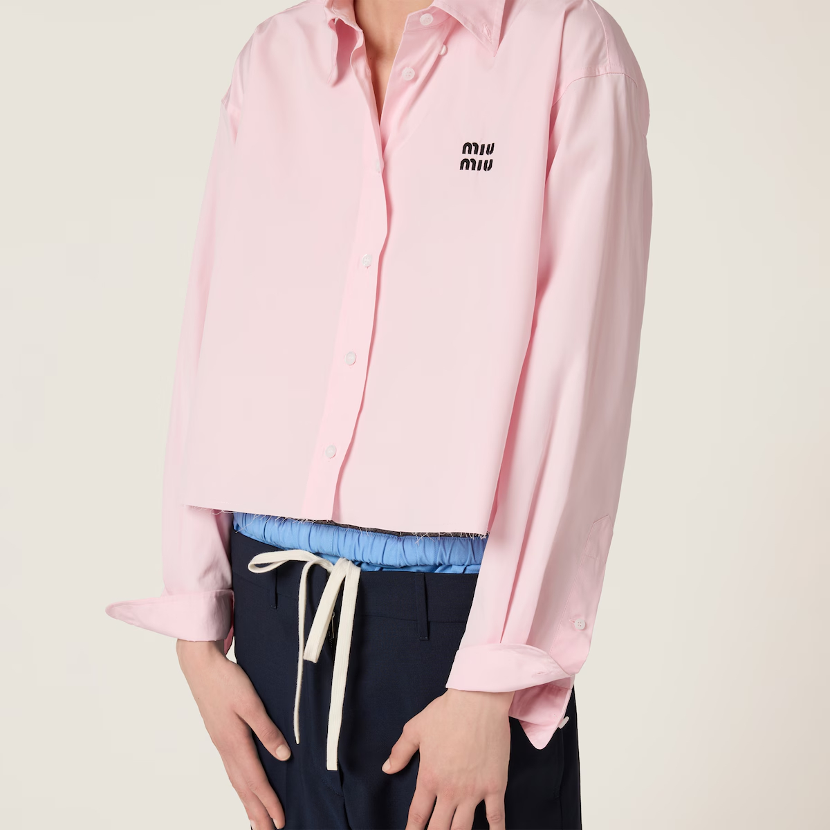 NIGO MiuMiu Women's Spring Summer Embroidery Logo Shirt Fashion Elegant Single Breasted Pink Long Sleeve Button Shirt #nigo81244